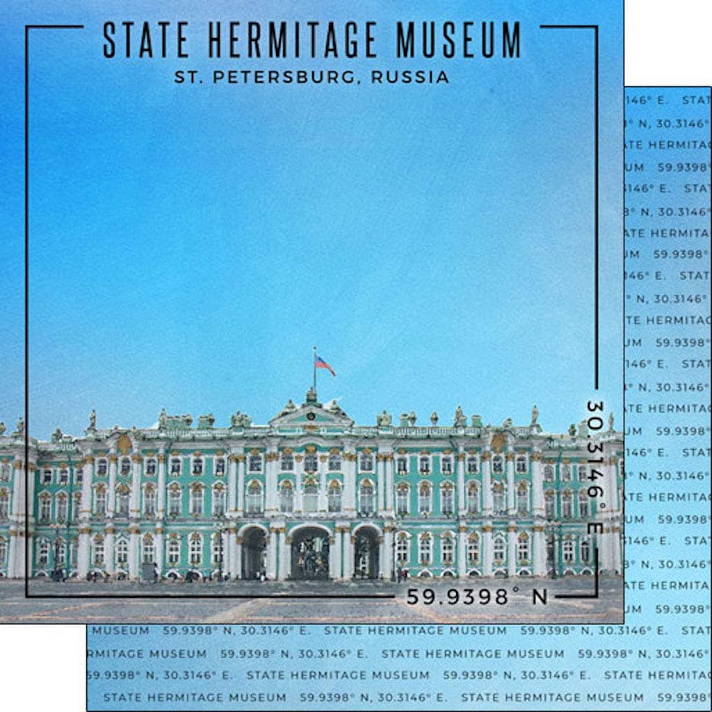 Scrapbook Customs 30066 State Hermitage Museum St. Petersburg Russia Coordinates 12 x 12 Double-Sided Scrapbook Paper - 1 Sheet