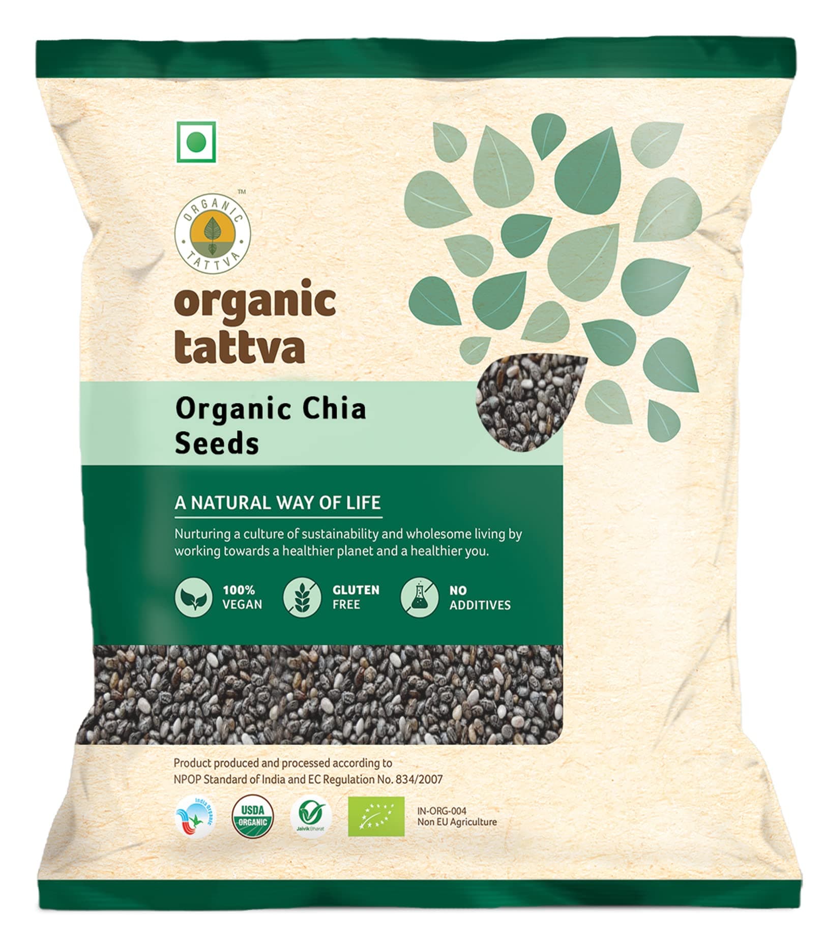 Organic Tattva, Organic Chia Seeds 100gm | Rich in Omega 3 Fatty Acids | Rich in Fibre and Antioxidants | Naturally Gluten Free | Healthy Snacks