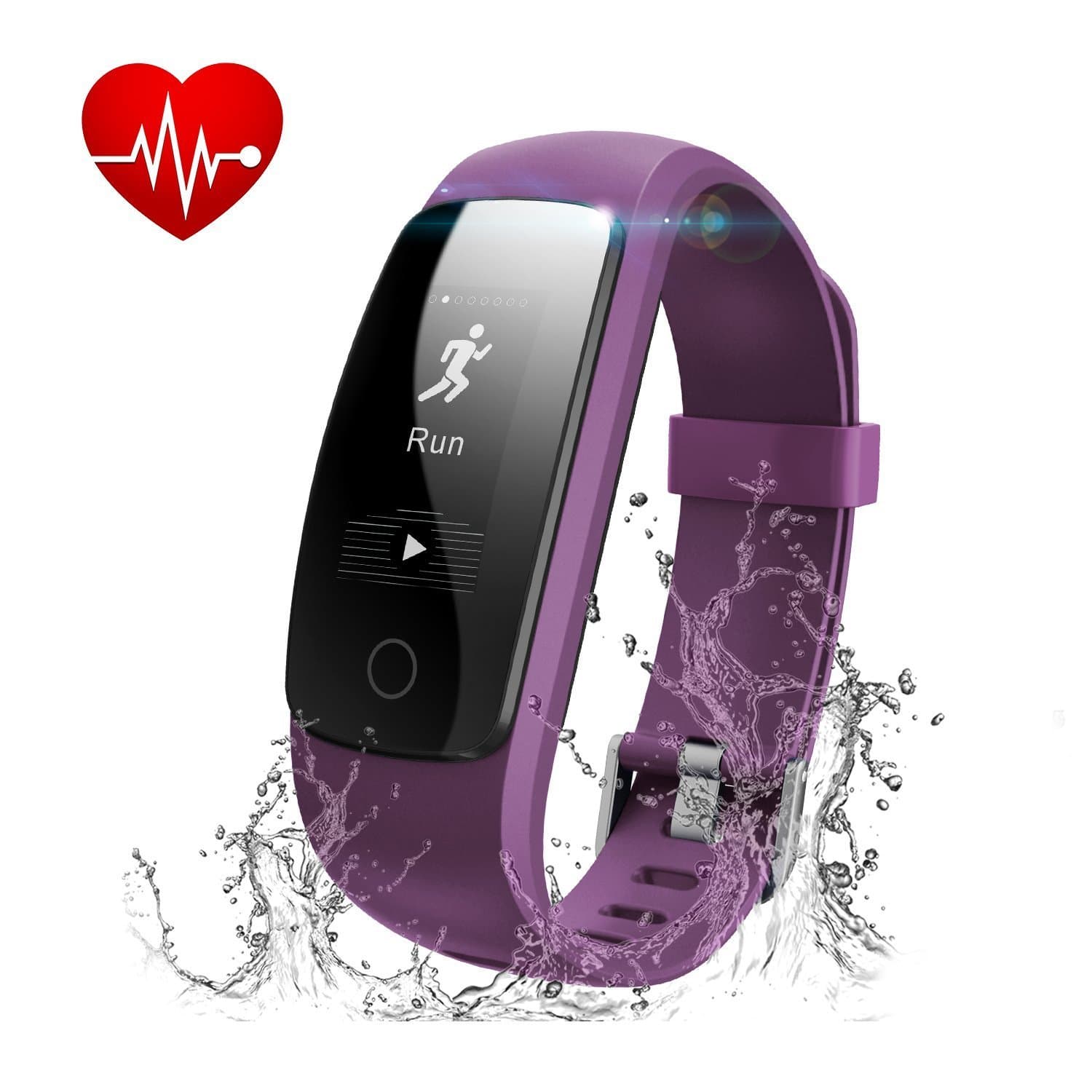 Fitness Tracker with Heart Rate Monitor, MUXI Slim Touch HR Waterproof Activity Tracker Wearable Smart Wristband,Bluetooth Pedometer with Call/SMS Remind for iOS Android Smartphone (Green)