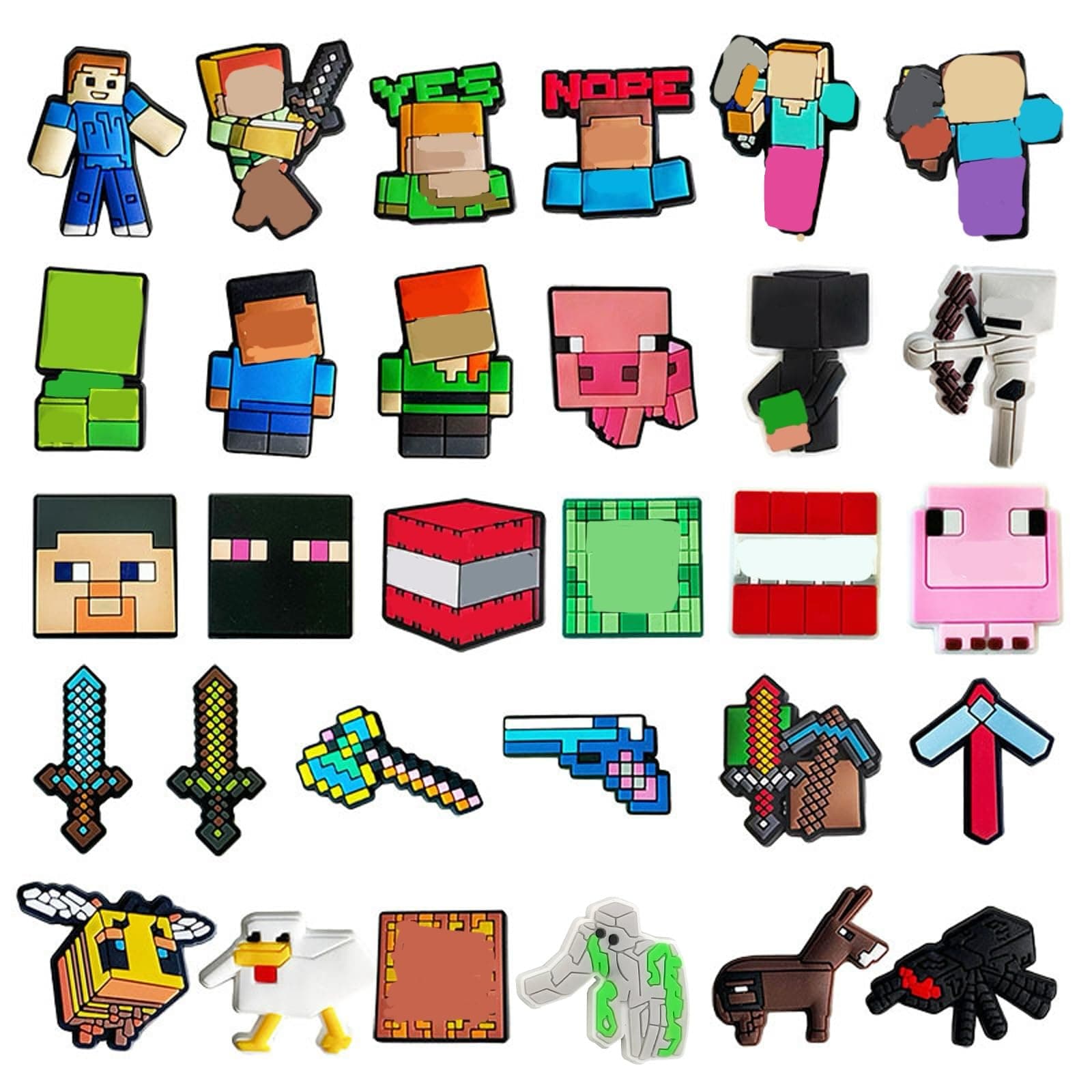 30Pcs Shoe Charm, Clog Decoration PVC Shoes Decorations Mine-craft Shoe Buckles, Cartoon Anime Game Charms Shoe Accessories for Boys Girls Mens Womens Party Birthday