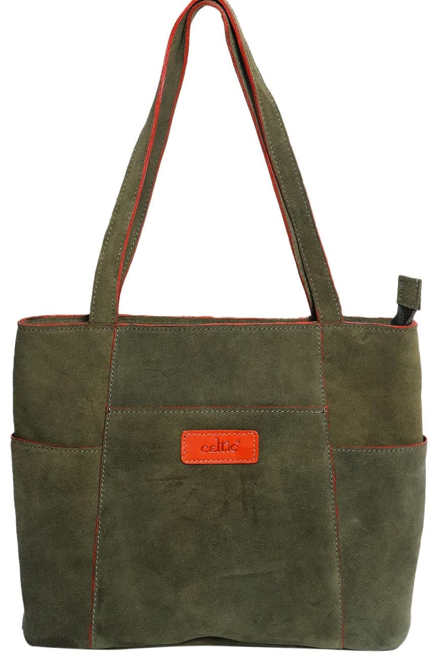 CelticGreen Suede Leather Bag for Women and Girls | Affordable, Stylish Party Bag with Extra Storage and Functional Compartments