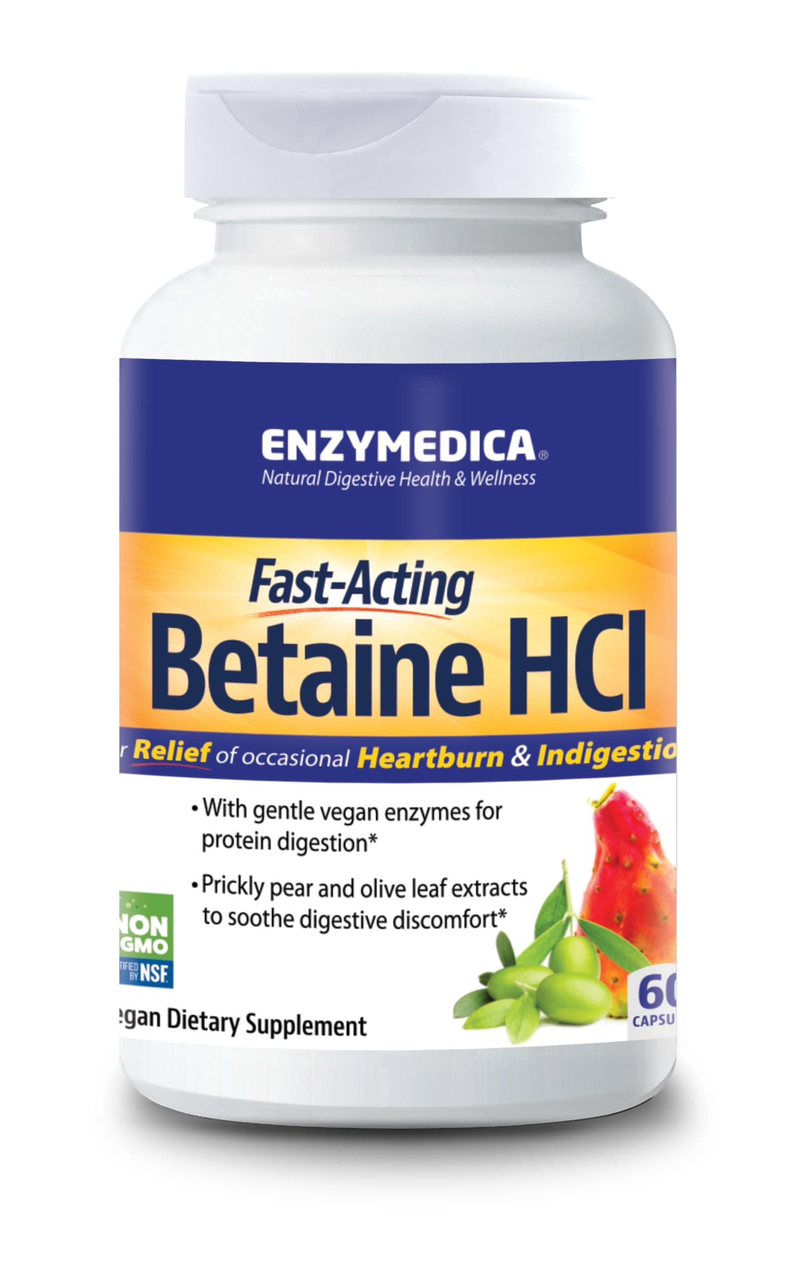 Enzymedica, Fast-Acting Betaine HCl, 60 Capsules