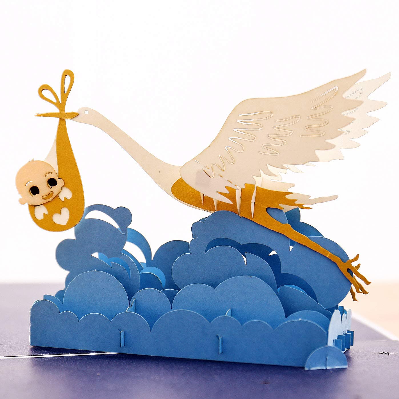 Liif Baby & Stork Baby Shower 3D Greeting Pop Up Card, Baby Shower Card For Girl, Boy, Neutral, New Baby Card, Newborns, Congratulations, Best Wishes, Fun, Cute,Congrats, New Parents,