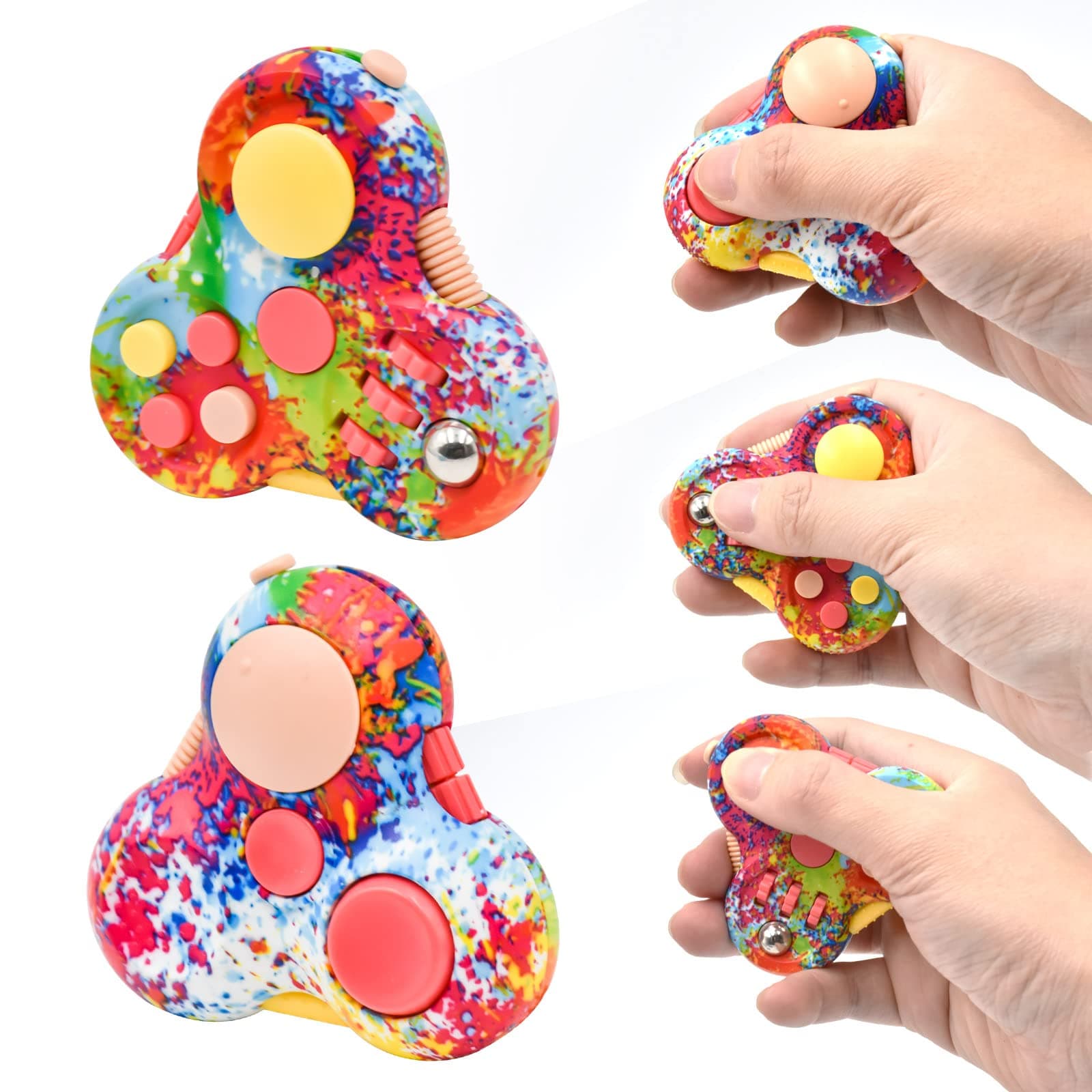 MEIEST Fidget Pad Spinner,12 Fidget Toy Options in 1 Stress Relief Hand Sensory Toy, Ideal Party Favor Anti-Anxiety Office Desk Toys(Graffiti Color)