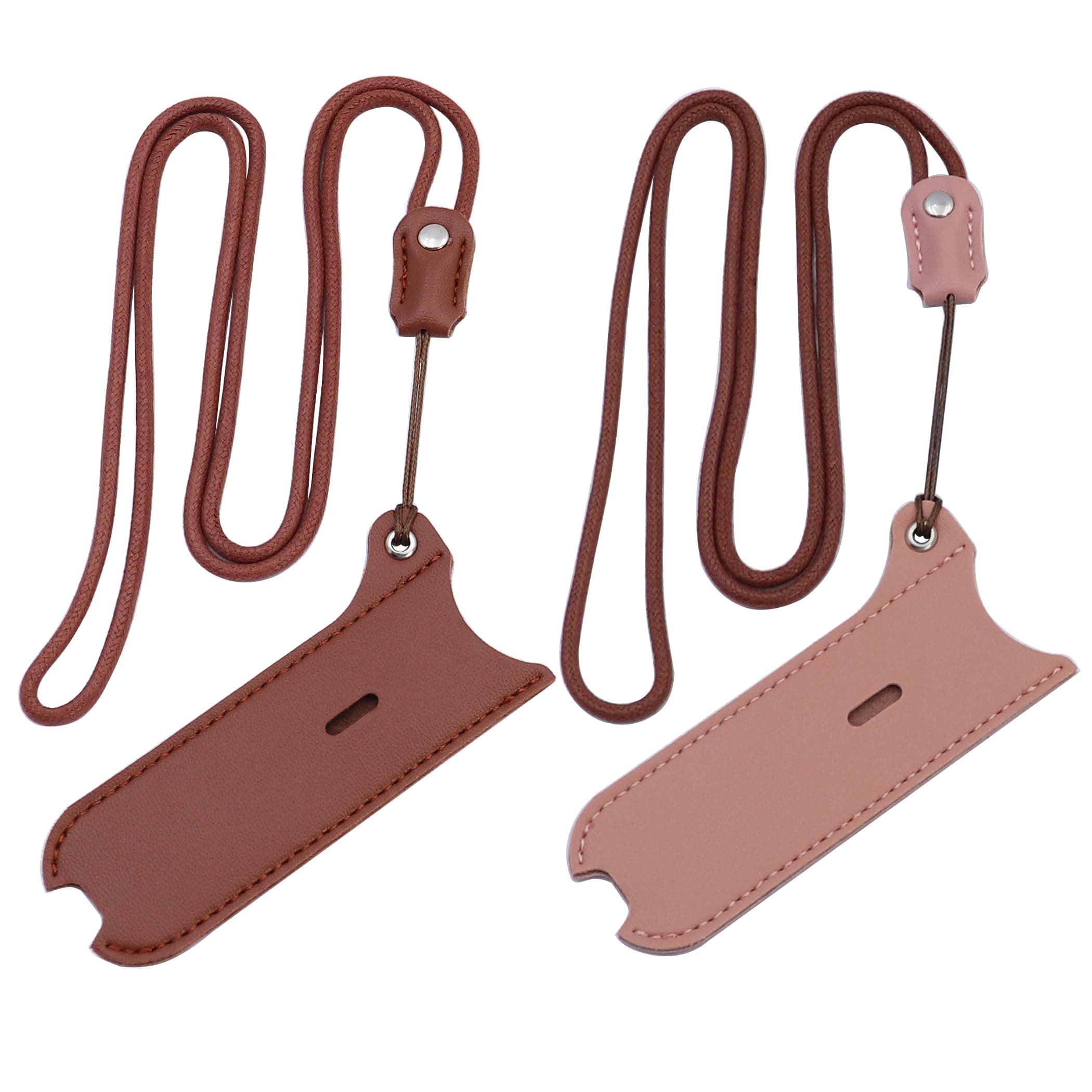 lanyard PU protective sleeve/outdoor anti-lost removable nylon rope artificial leather protective sleeve compatible with r-e-x/J-u-l/mo-t/yo-z etc. [2pack ] [brown+pink]