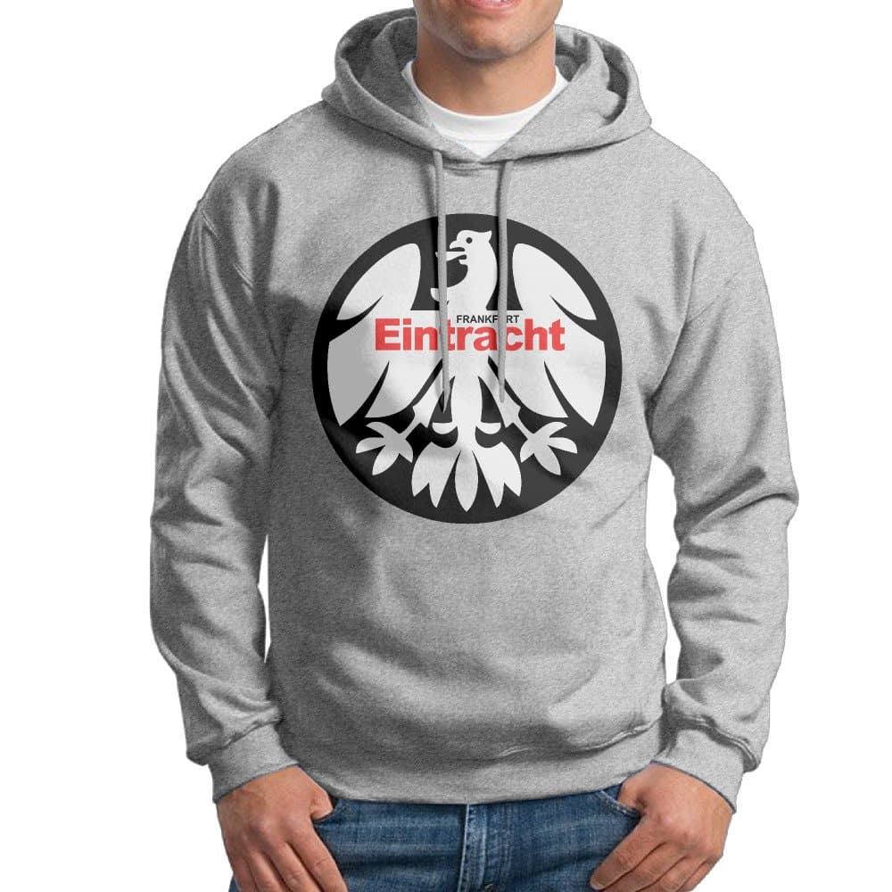 Men Eintracht Frankfurt Logo Design Retro 100% Cotton Hoodies Ash Size S