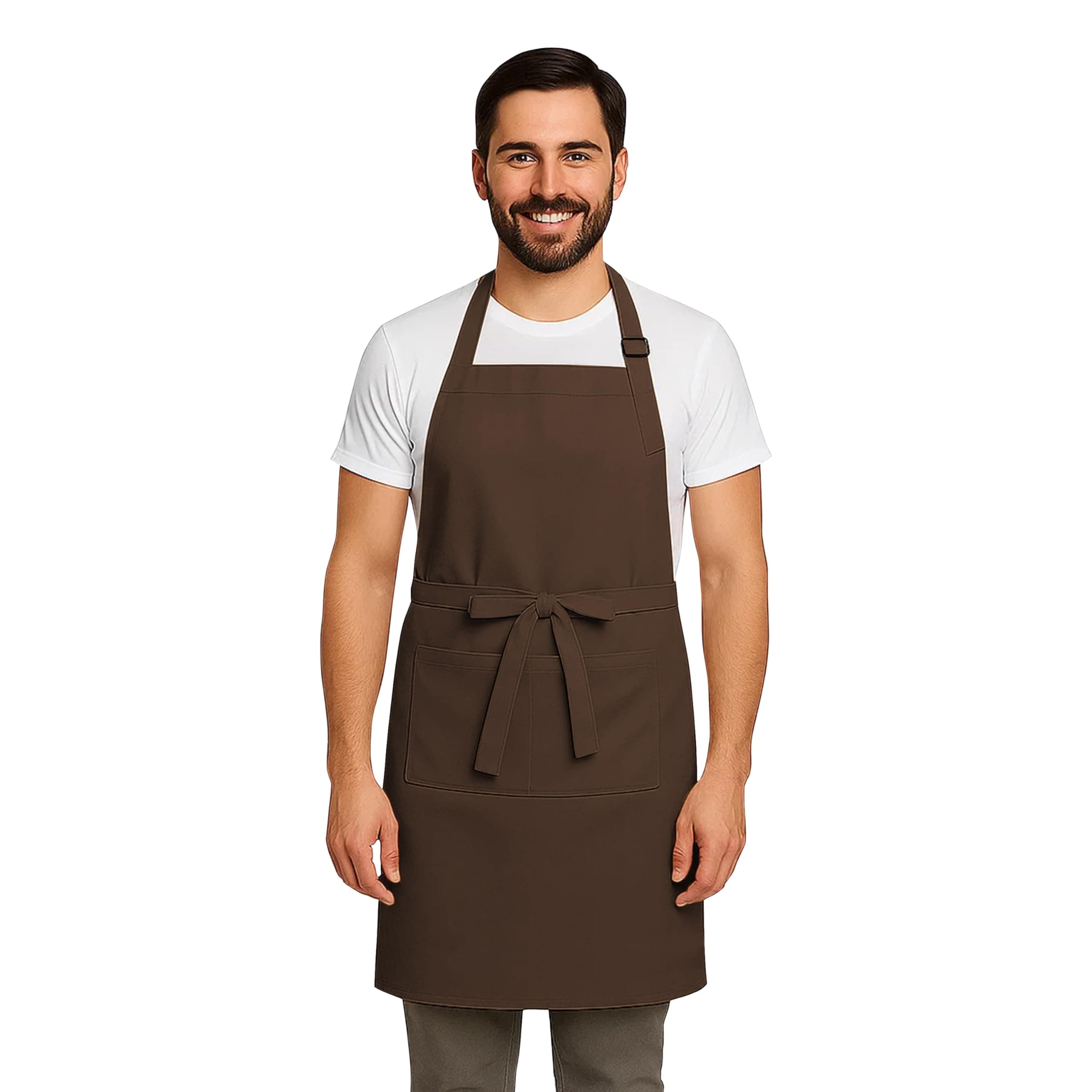 Apron for Men Women Chef Cooking Restaurants Gardening Workshop, Barbers with Adjustable Strap and Two Pockets