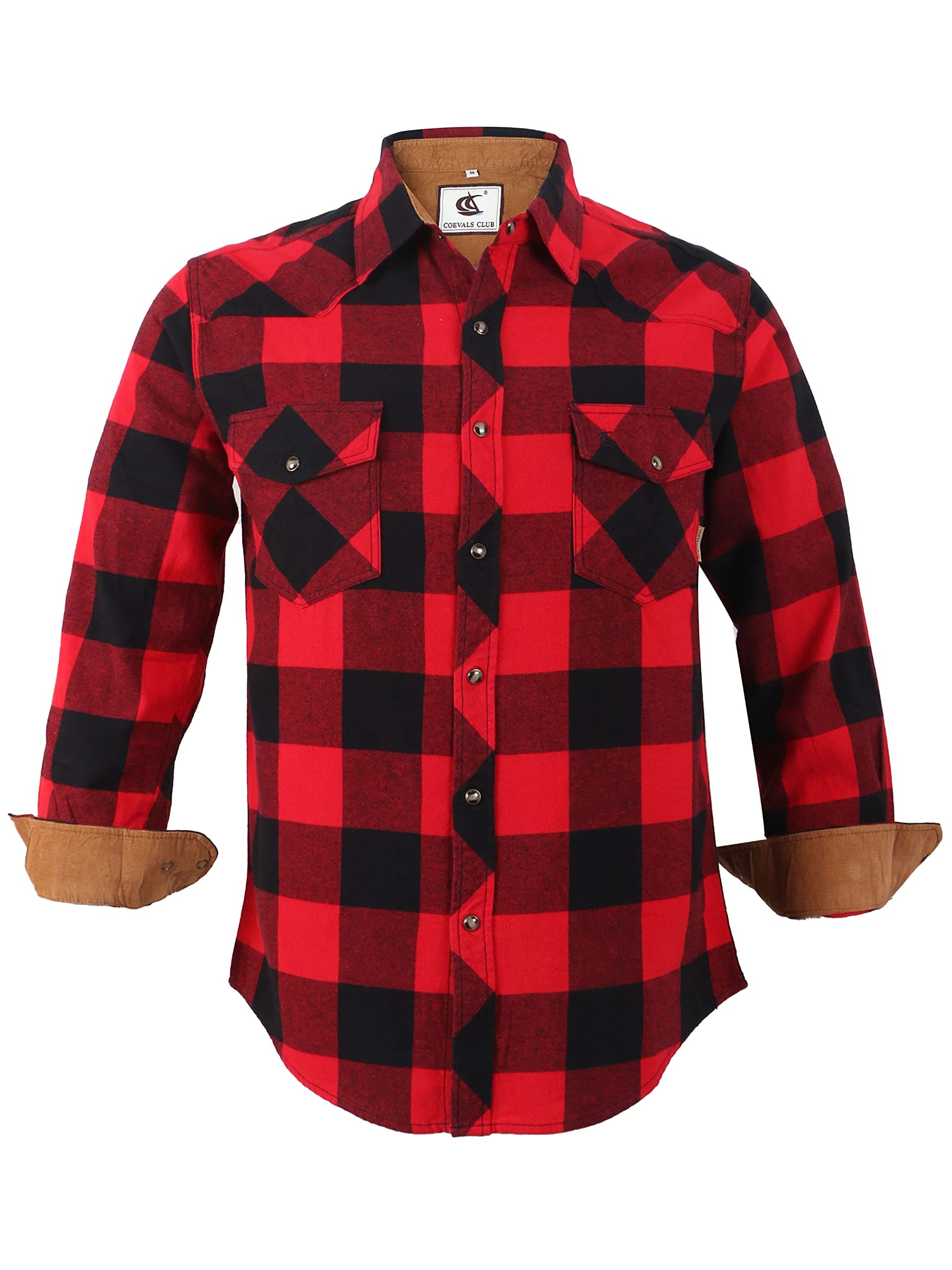 Sponsored Ad – Mens Flannel Shirt Long Sleeve Checked Snap Cotton with Pocket Regular Fit Plaid Lumberjack Casual Work Shirt