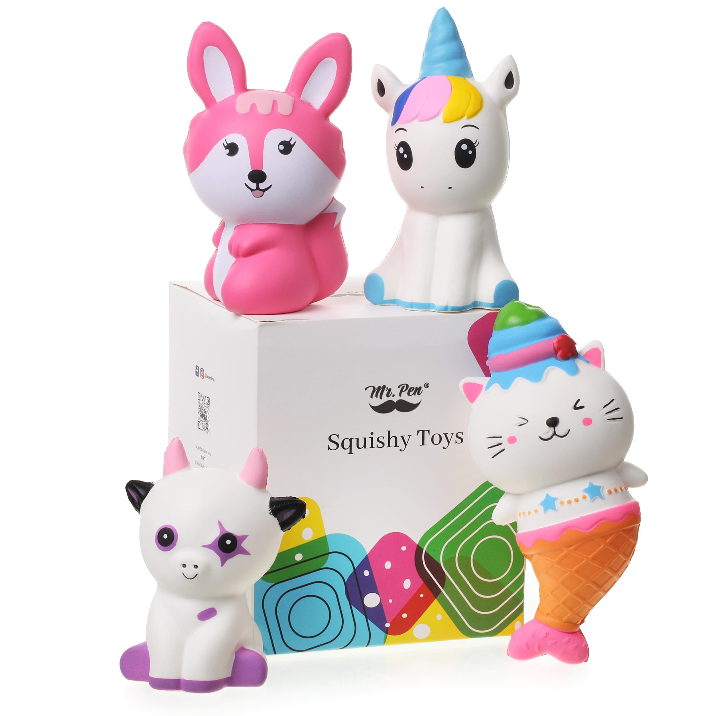 Mr. Pen- Jumbo Squishies Slow Rising, 4 Pack, Squishy Pack, Squishy Animals, Squeeze Toys for Kids, Squish Toy, Squishy Fidget, Cute Squishies, Squishies Jumbo, Big Squishy