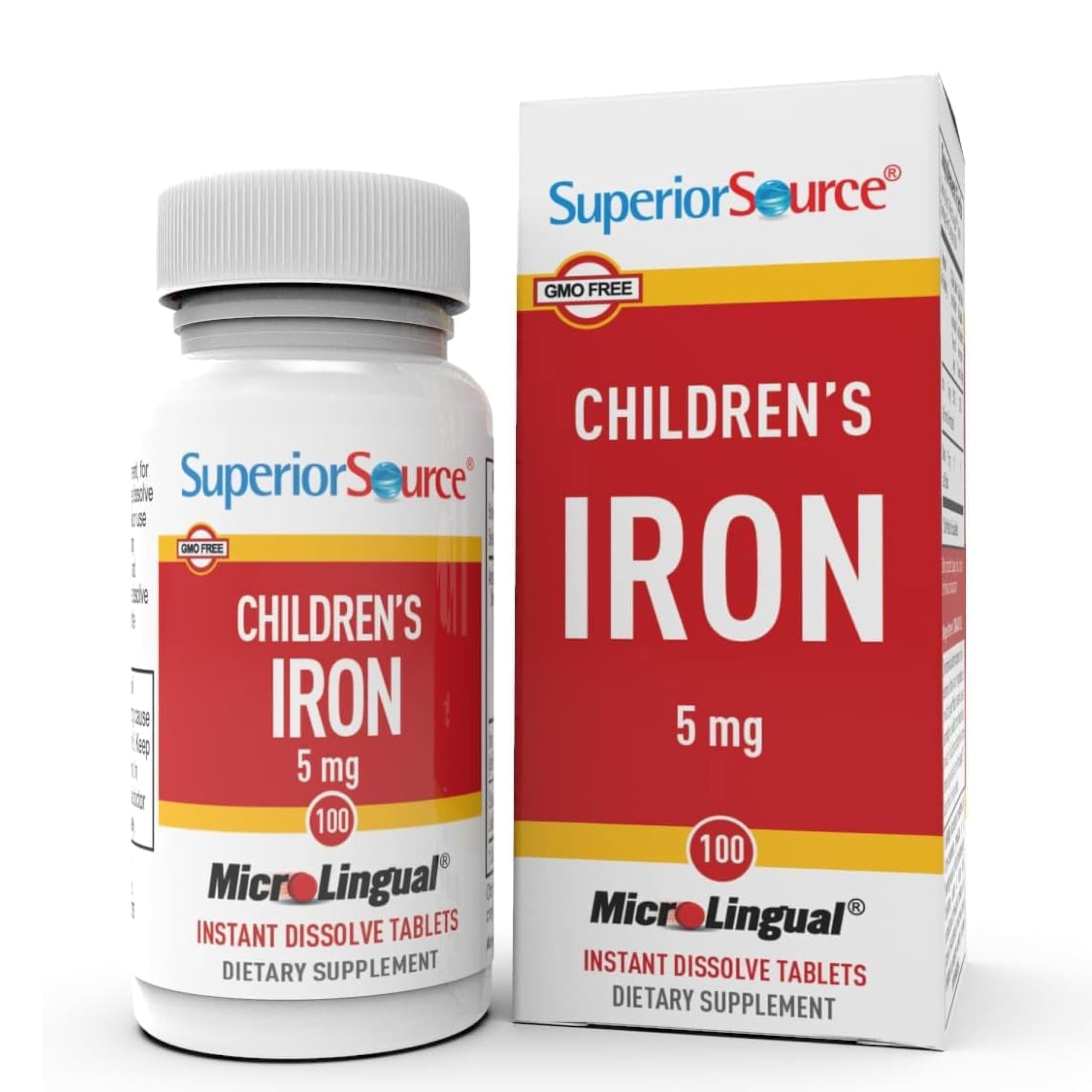 - Superior Source Children?s Iron 5 mg - Ferrous Fumarate Supplement for Kids - Iron Supplement for Cell Health & Development Support - Supplement Tablets for Toddlers - 100 Instant Dissolve Tablets
