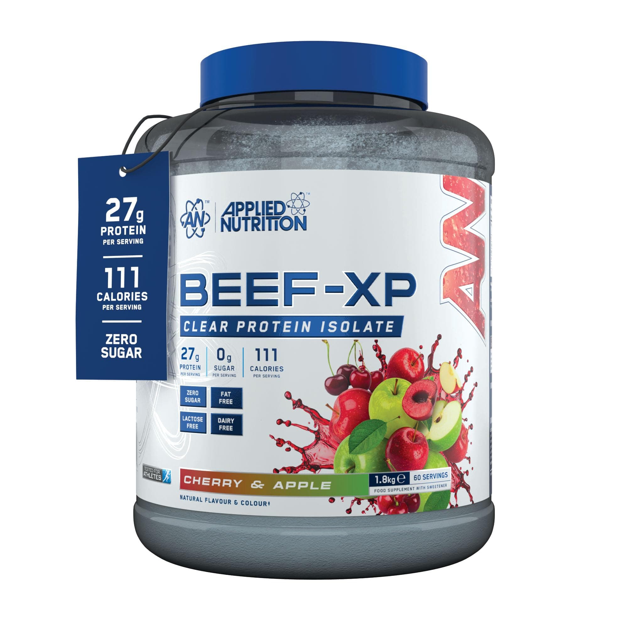 Beef XP - Clear Hydrolysed Protein Isolate, Fruit Juice Style, Dairy Free, Lactose Free, Zero Sugar, Low Fat (1.8 kg, Cherry & Apple)