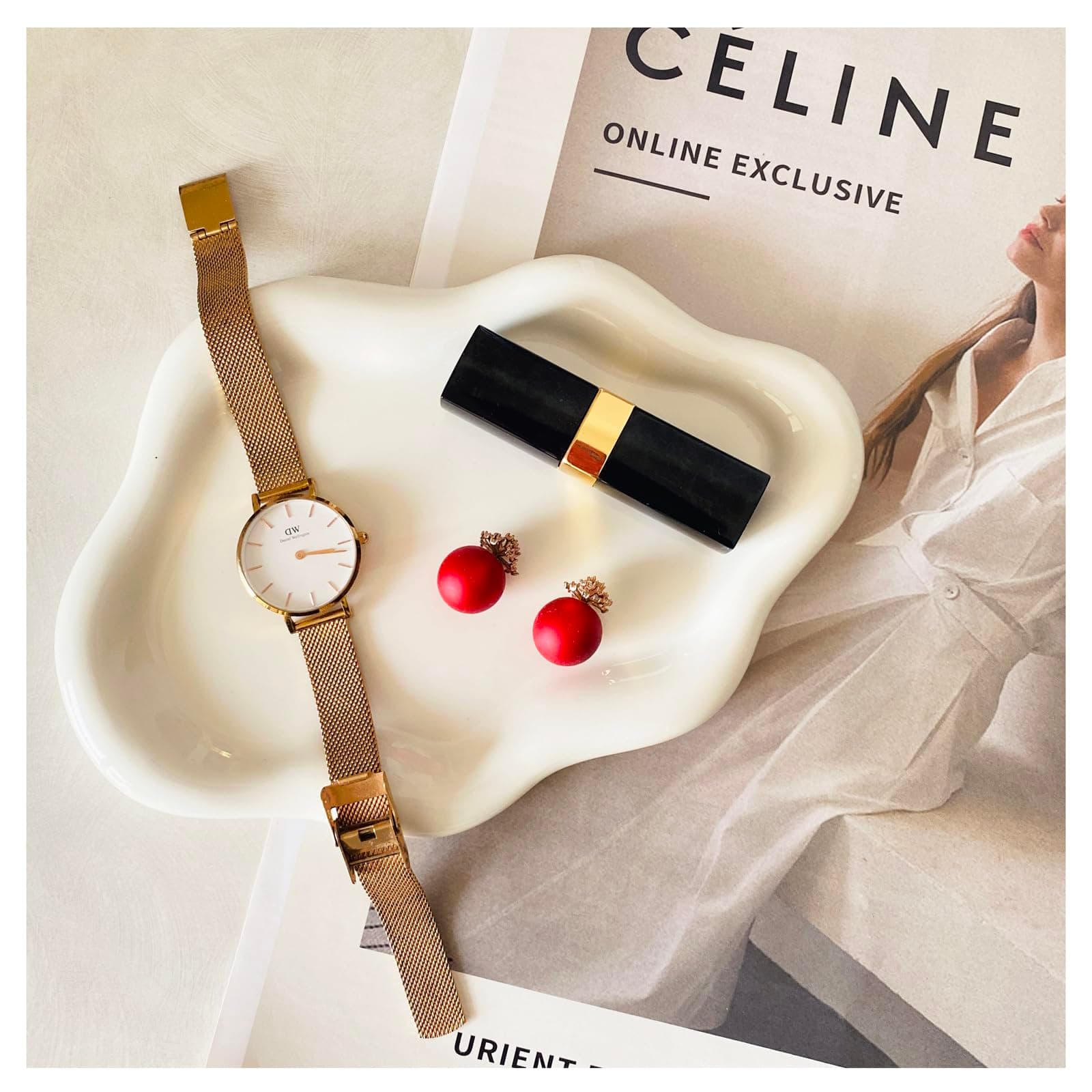 Ceramic Jewelry Tray,Ring Dish Holder,Perfume Trinket Dish,Key Bowl Vanity Cute Things Room Decor Aesthetic, Birthday Mother's Day Christmas Warm House Gifts for Women(White)