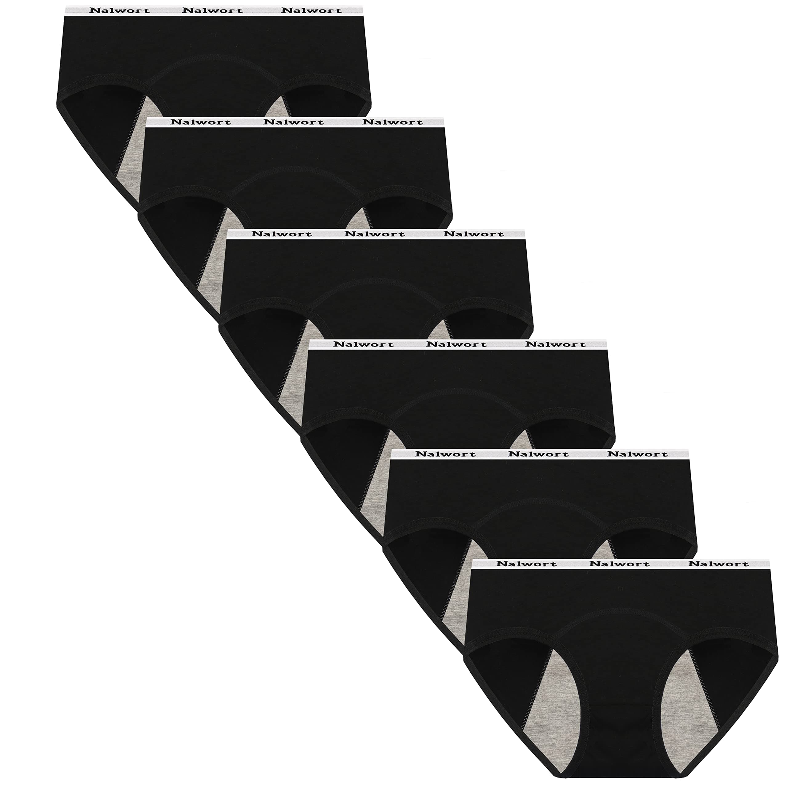 Nalwort Teen Girls Period Underwear Menstrual Period Panties Leak-Proof Organic Cotton Protective Briefs Pack of 6