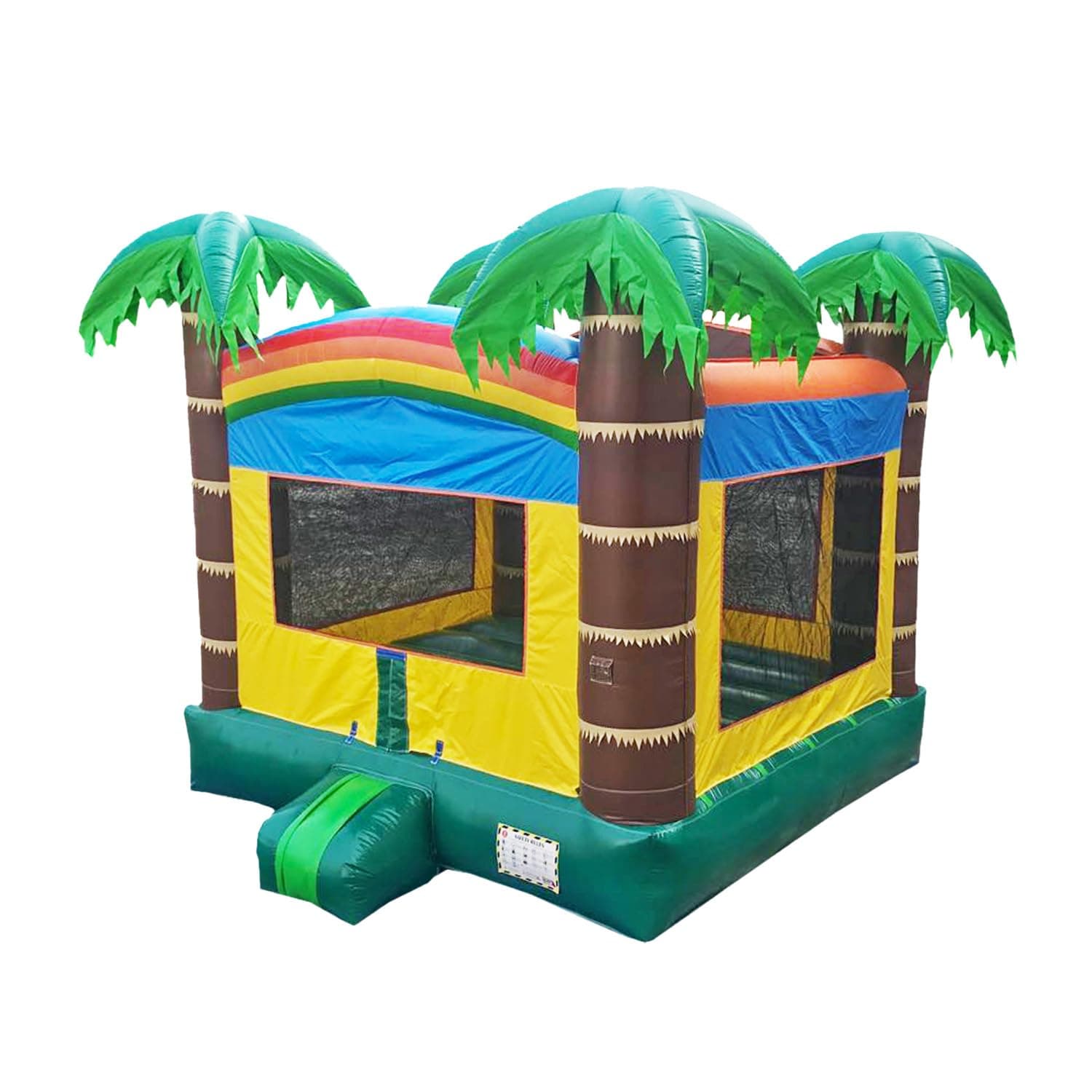 JumpOrange 14’x14’ Commercial Safari Inflatable Bounce House – 13ft Tall Heavy Duty 15oz PVC Bouncer with Blower & Basketball Hoop- Indoor& Outdoor Rental Grade Jump House for Kids and Adults