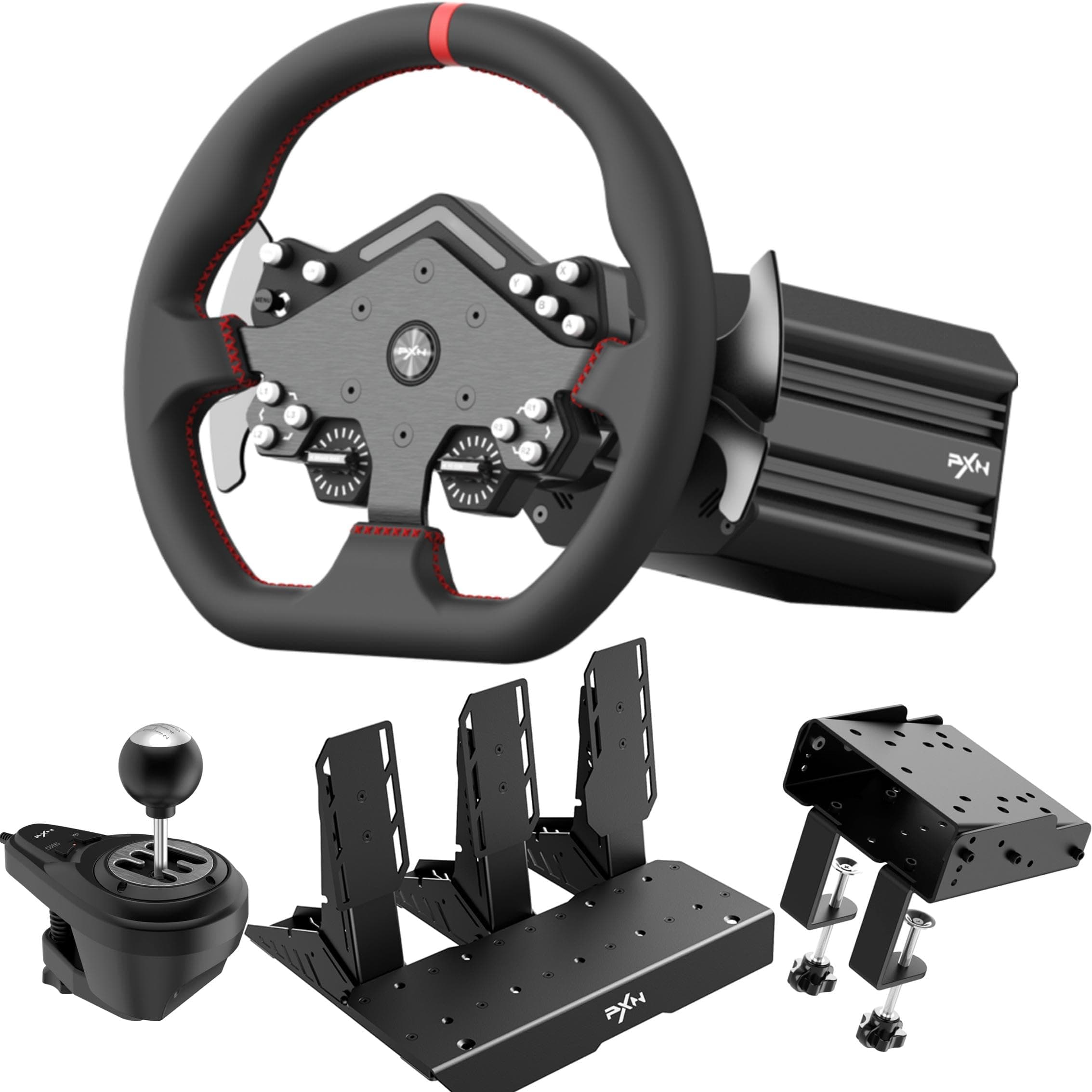 Pxn V12 Lite Gaming Steering Wheel, Direct Drive Servo Racing Wheel - Pc With Pedals, Alloy Frame, 6Nm Ffb, Driving Sim Pro For Xbox One, Series X & S, Ps4 And