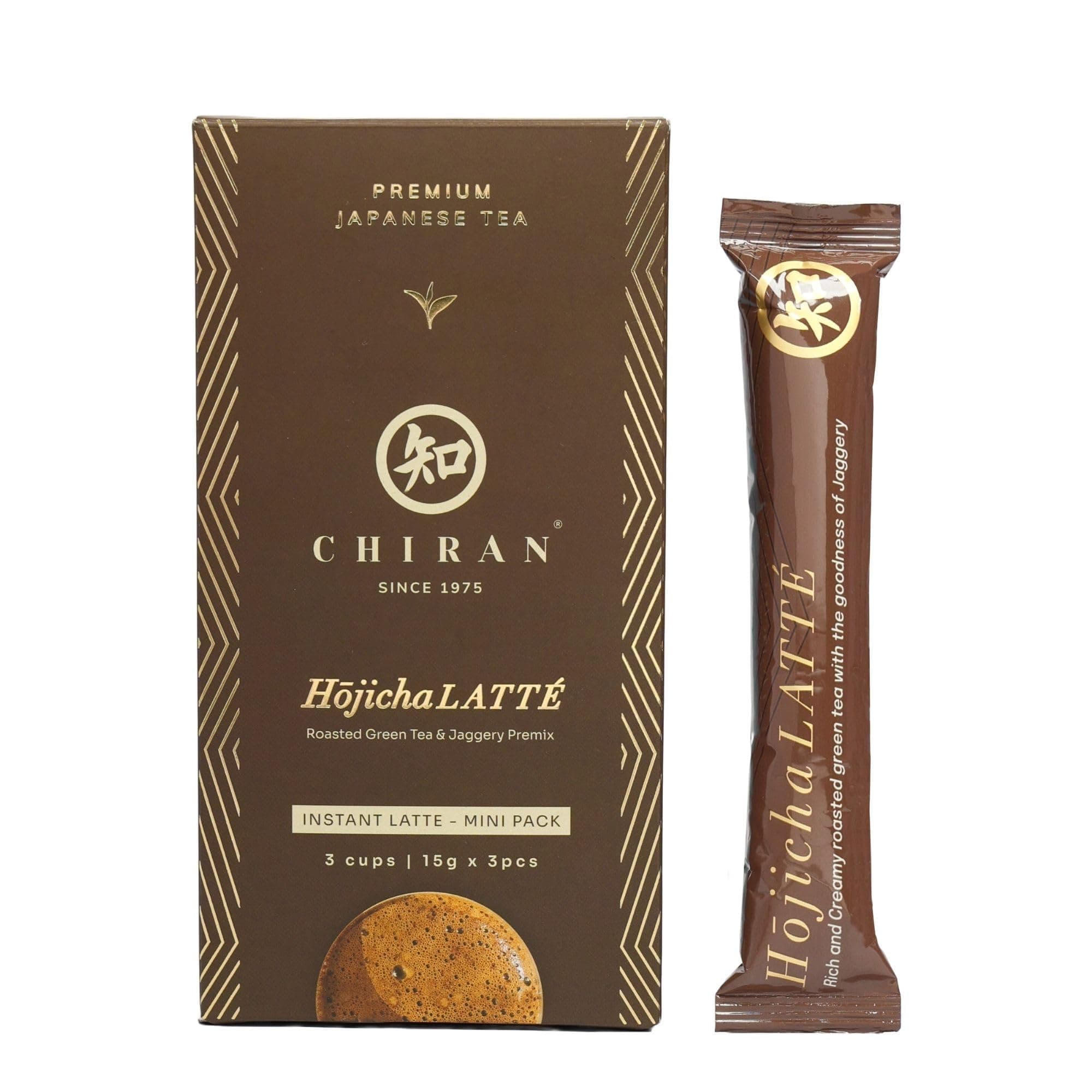 CHIRAN Instant Japanese Hojicha Latte Premix 15g Sachets | Pack of 3 | Roasted Tea