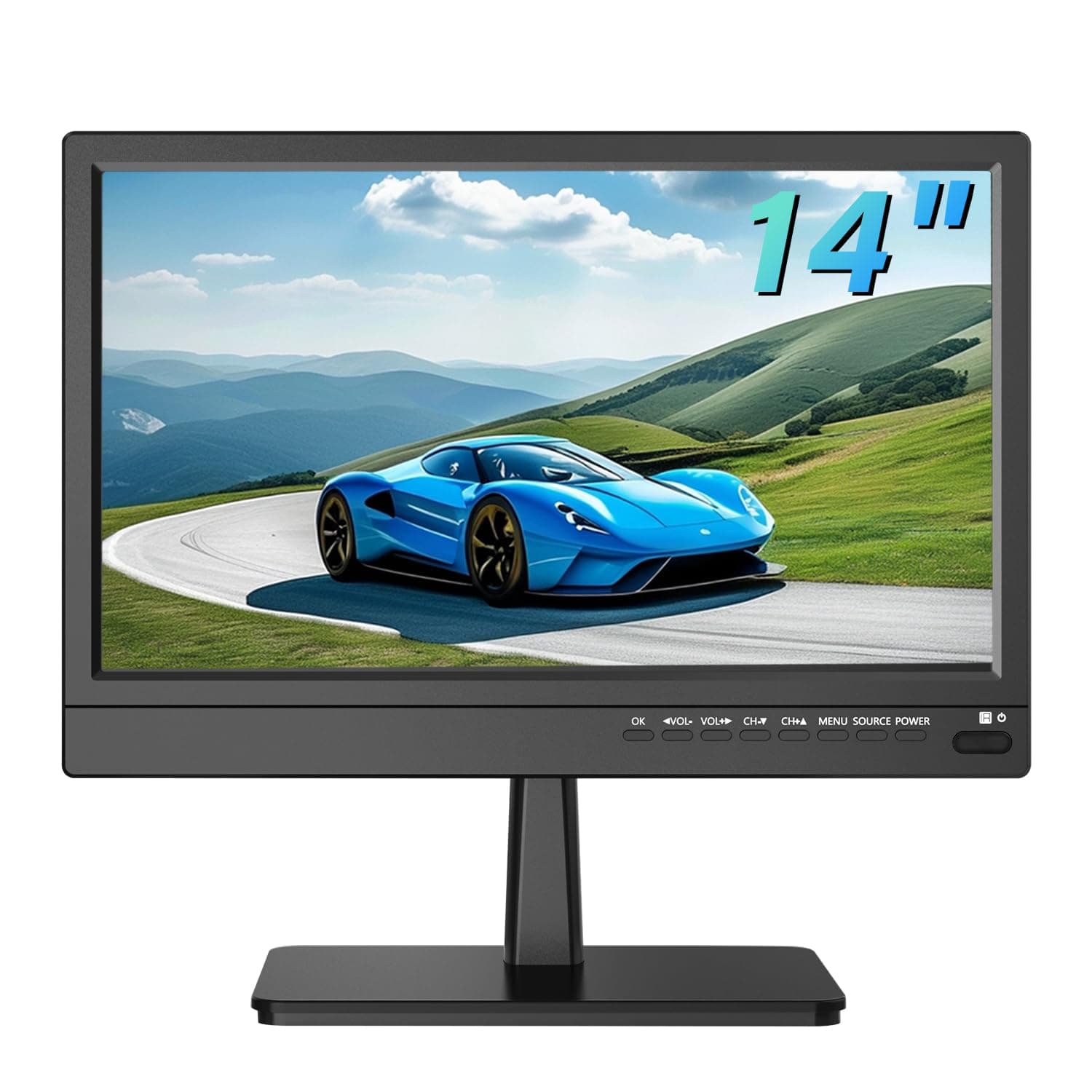 Feihe 14 inch Small Kitchen TV—Digital ATSC Tuner, HDMI/USB/TF/Headphone Ports, Remote Control for Kitchen/Bedroom/RV