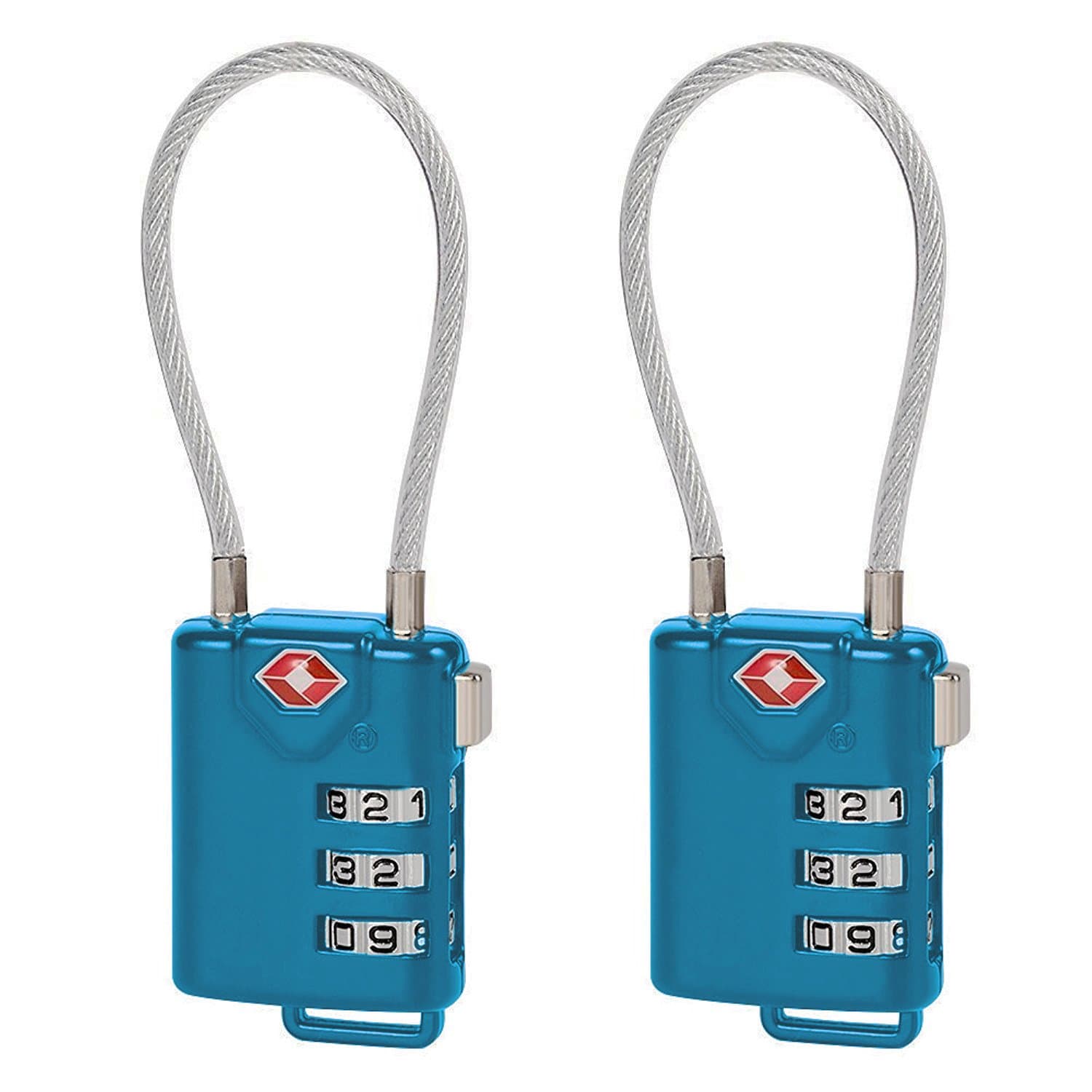 TSA Approved Travel Luggage Cable Lock, Re-settable Combination, Alloy Body, for Suitcase, Duffble Bag, Backpack, Gym Locker, Cabnet, Toolbox, Case (blue)