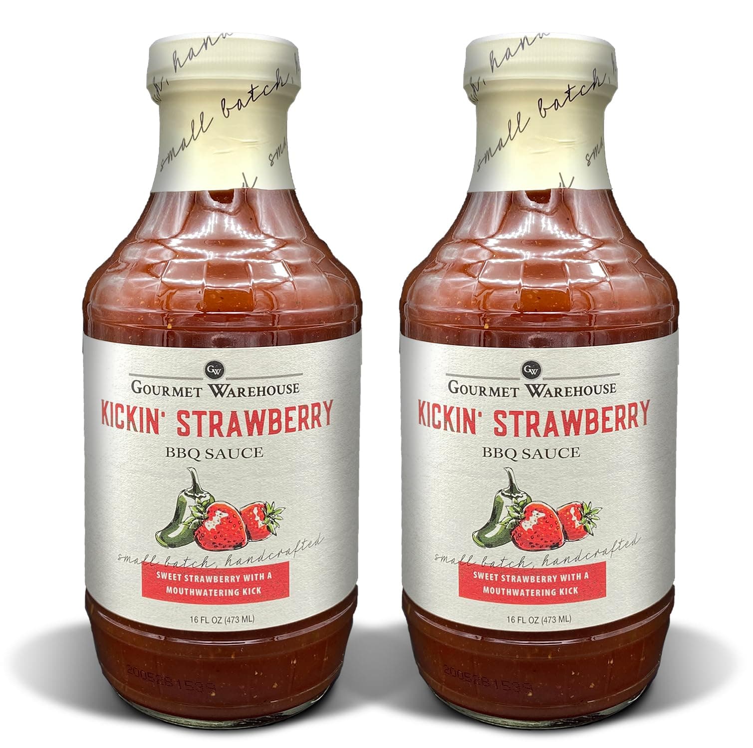 Gourmet Warehouse Kickin' Strawberry BBQ Sauce, Premium Barbecue Sauces 16 Ounces No HFCS (Pack of 2)