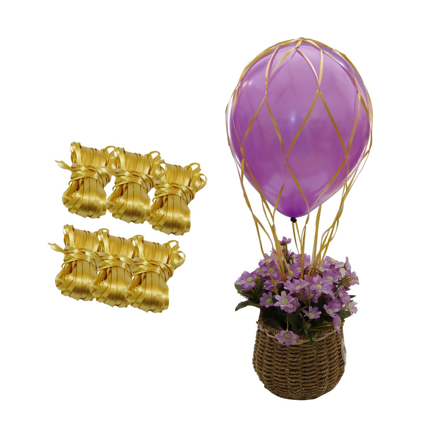 Gold 12" Balloon Netting Hot Air Balloon Nets for 10-12" Latex Balloon Centerpieces Kit Wedding Birthday Decoration - Pack of 6