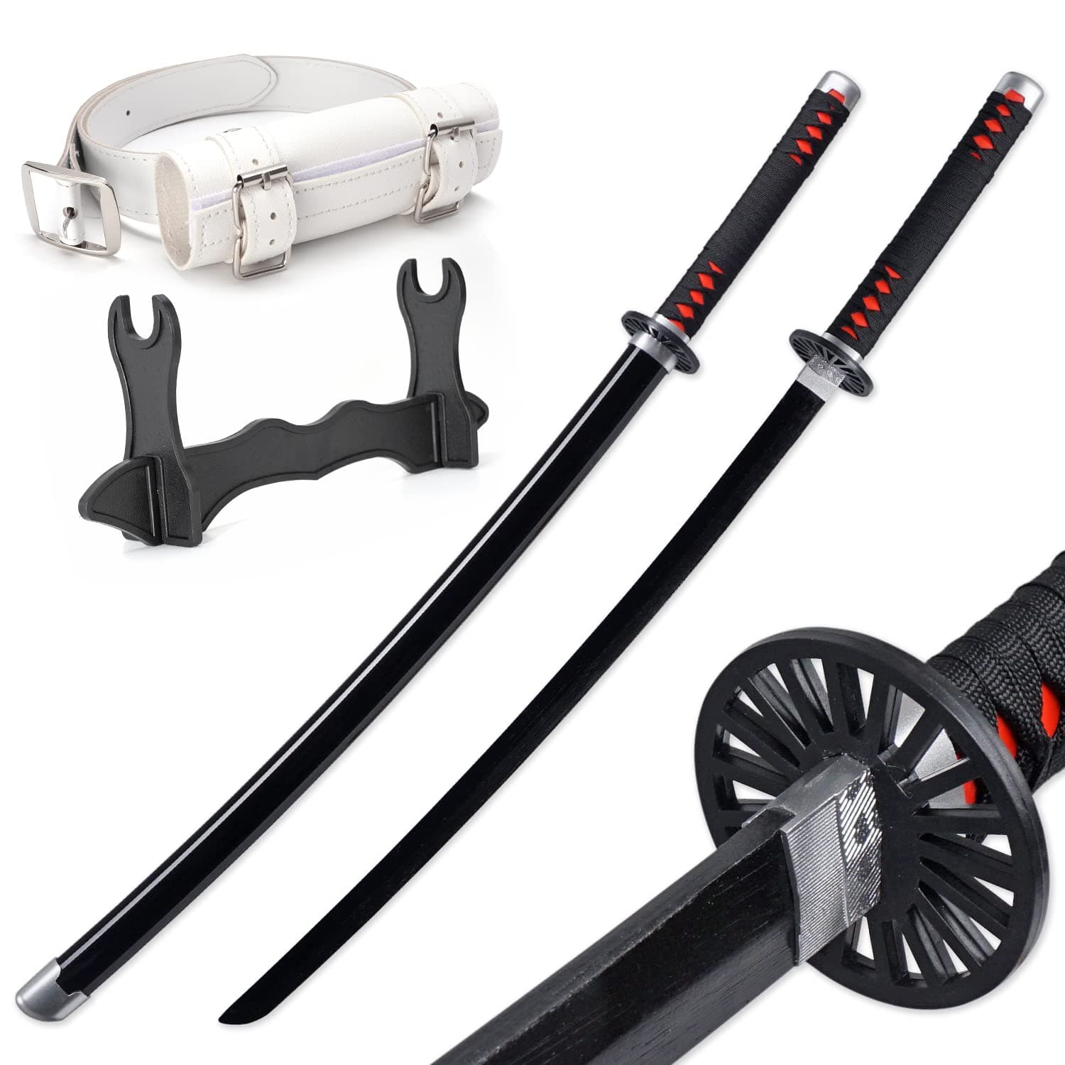 Zisu Demon Slayer Sword, About 41 inches, Hashira Pillars & Protagonist Katana for Cosplay Purpose, Anime Original Texture (Black-Tanjirou)