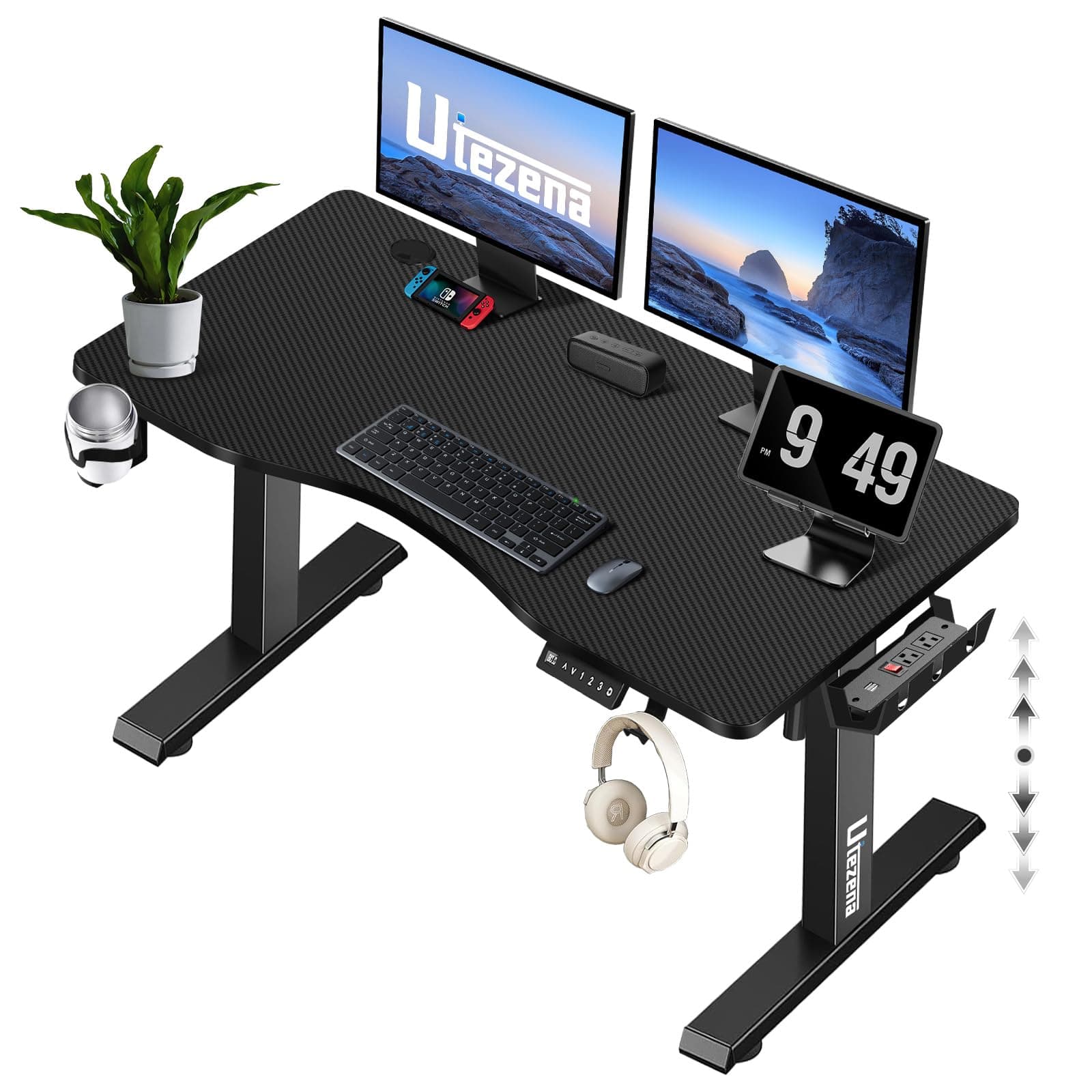 Standing Desk Electric Height Adjustable, 140x60cm Sit Stand Desk with One-Piece Board, Memory Preset, 90KG Heavy Duty Home Office Computer Table with Cable Management