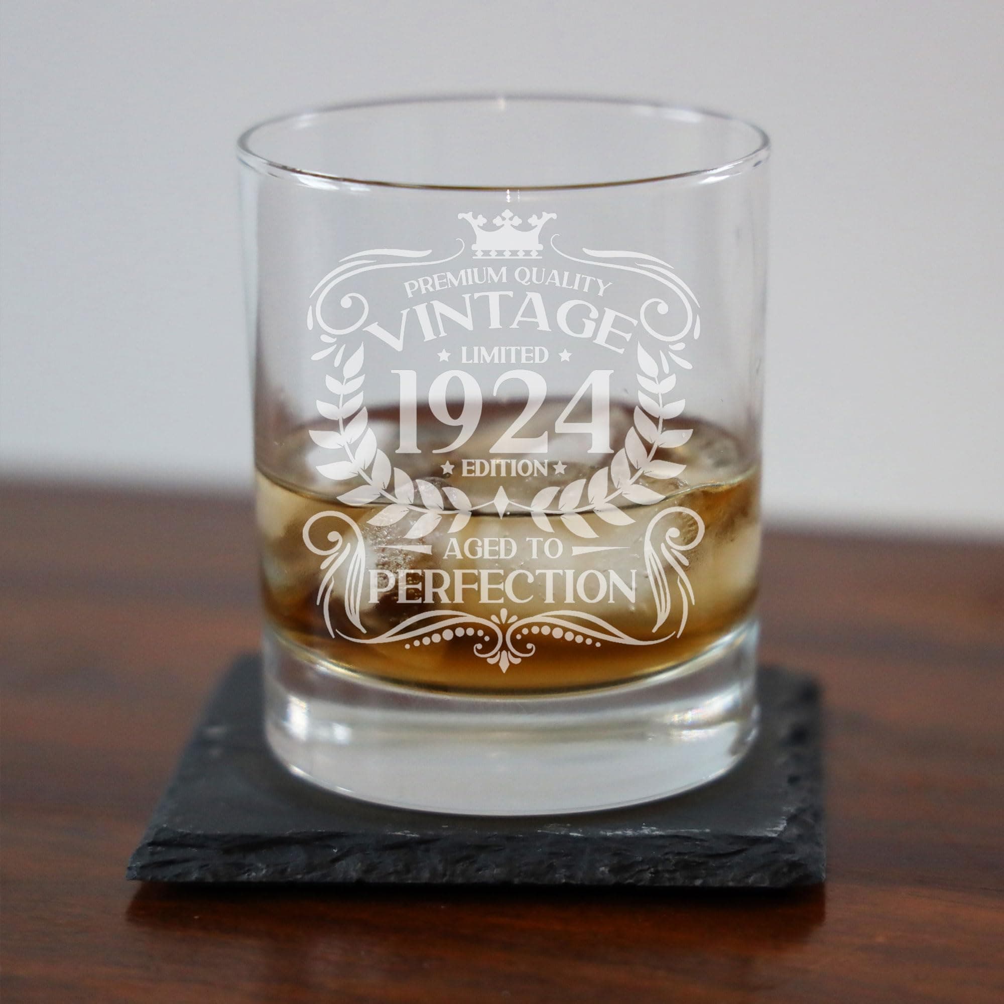 Always Looking Good 101st Birthday Gift for Men Vintage 1924 Aged to Perfection Engraved Whiskey Glass Present for 101 Year Old Etched Whisky Bourbon Scotch Lowball Tumbler Glasses