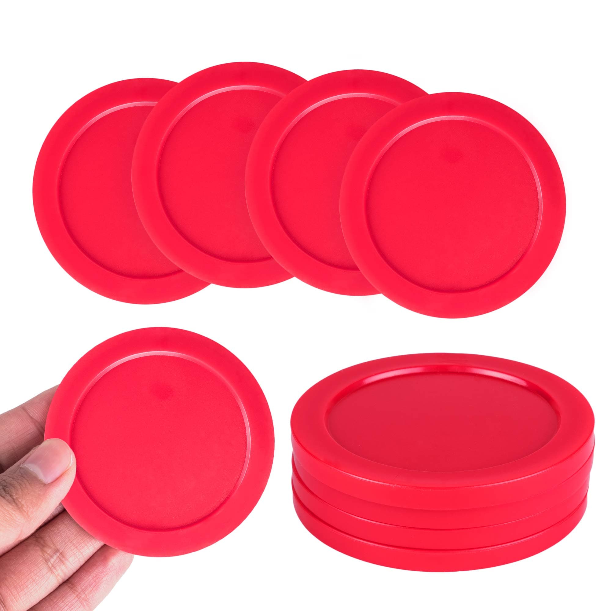 Super Z Outlet Home Air Hockey Red Replacement 2.5" Pucks for Game Tables, Equipment, Accessories (4 Pack)