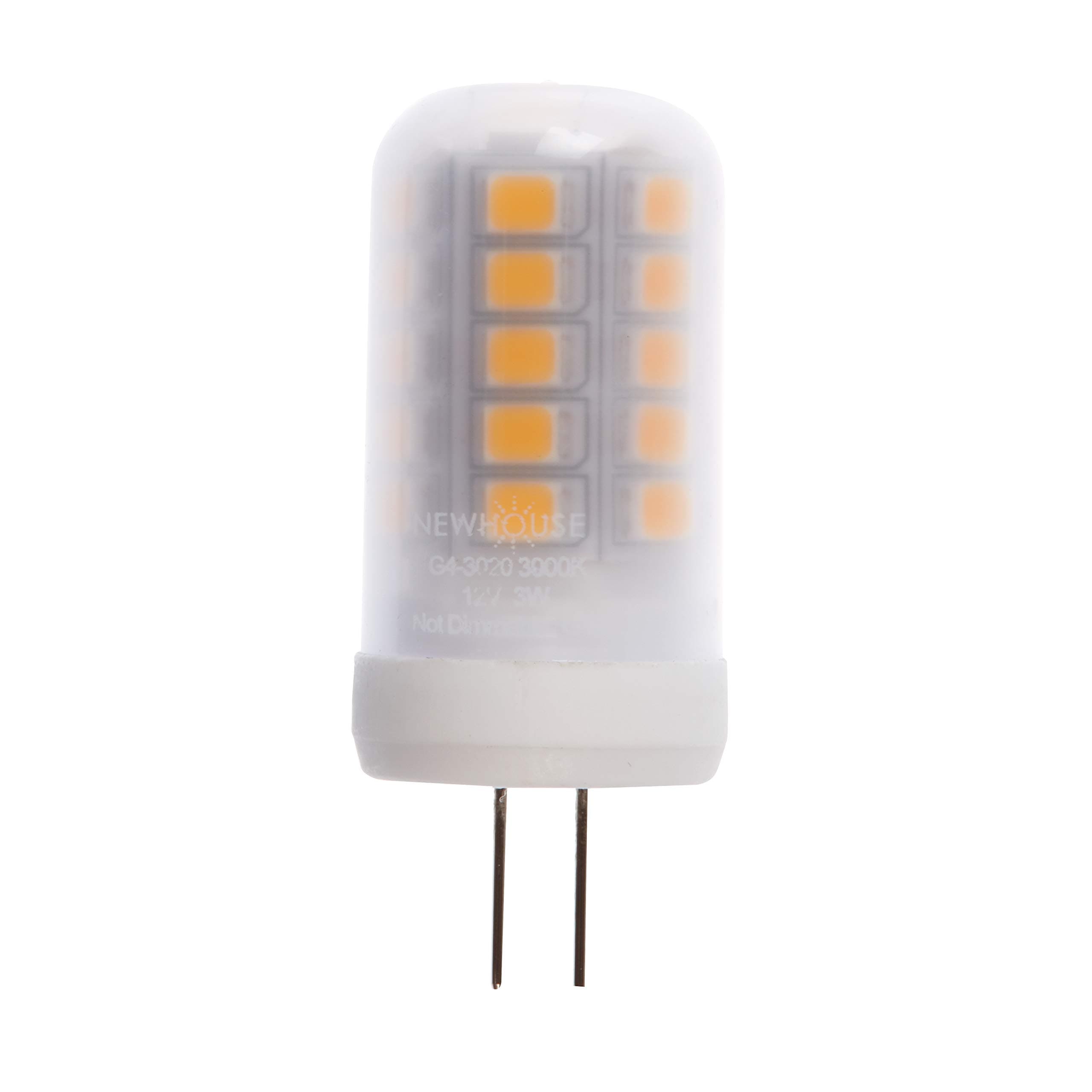Newhouse Lighting G4 LED Bulb Halogen Replacement Lights, 3W (20W Equivalent), Bi-Pin, 300 lm, 12V, 3000K, Non-Dimmable