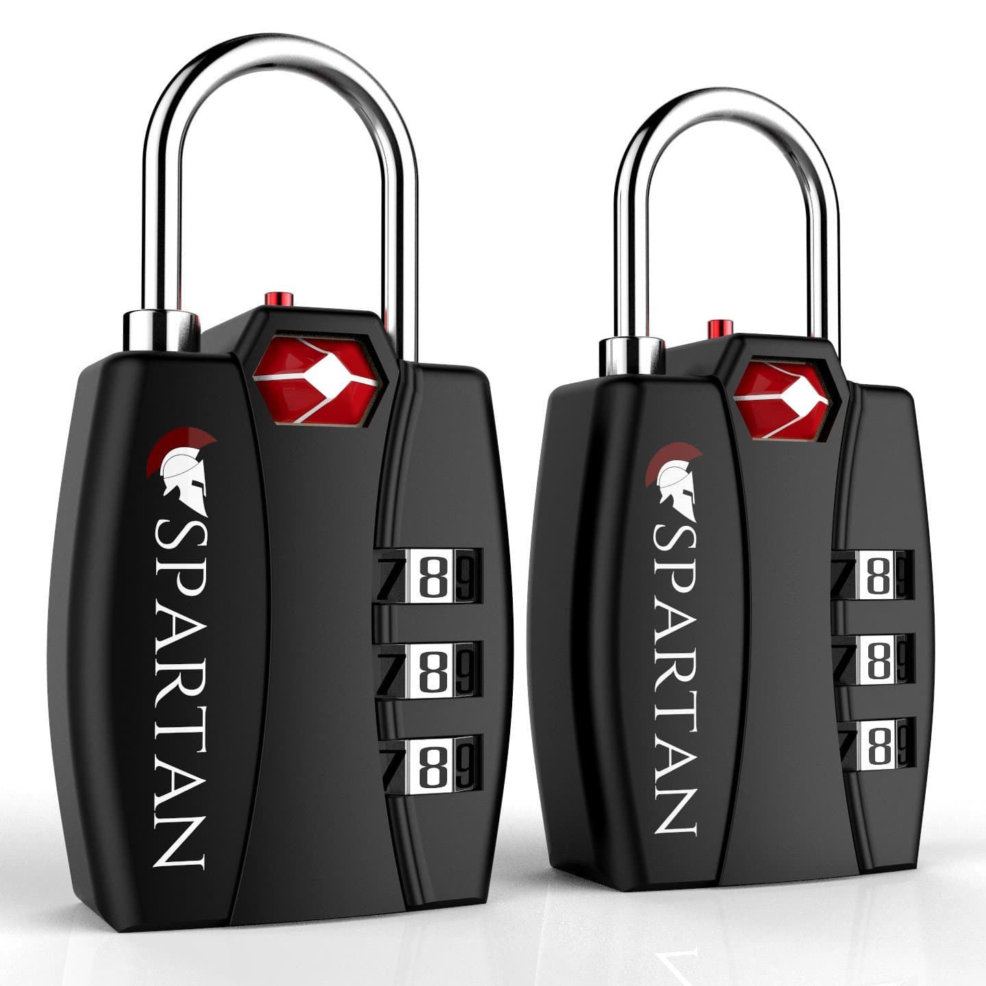 Spartan Travel TSA Approved Locks Best Combination Security Padlocks for Luggage Backpack Suitcase Pelican Case Briefcase Security Cable Filing Cabinet Toolbox Bike School or Gym Locker (black 2 pack)