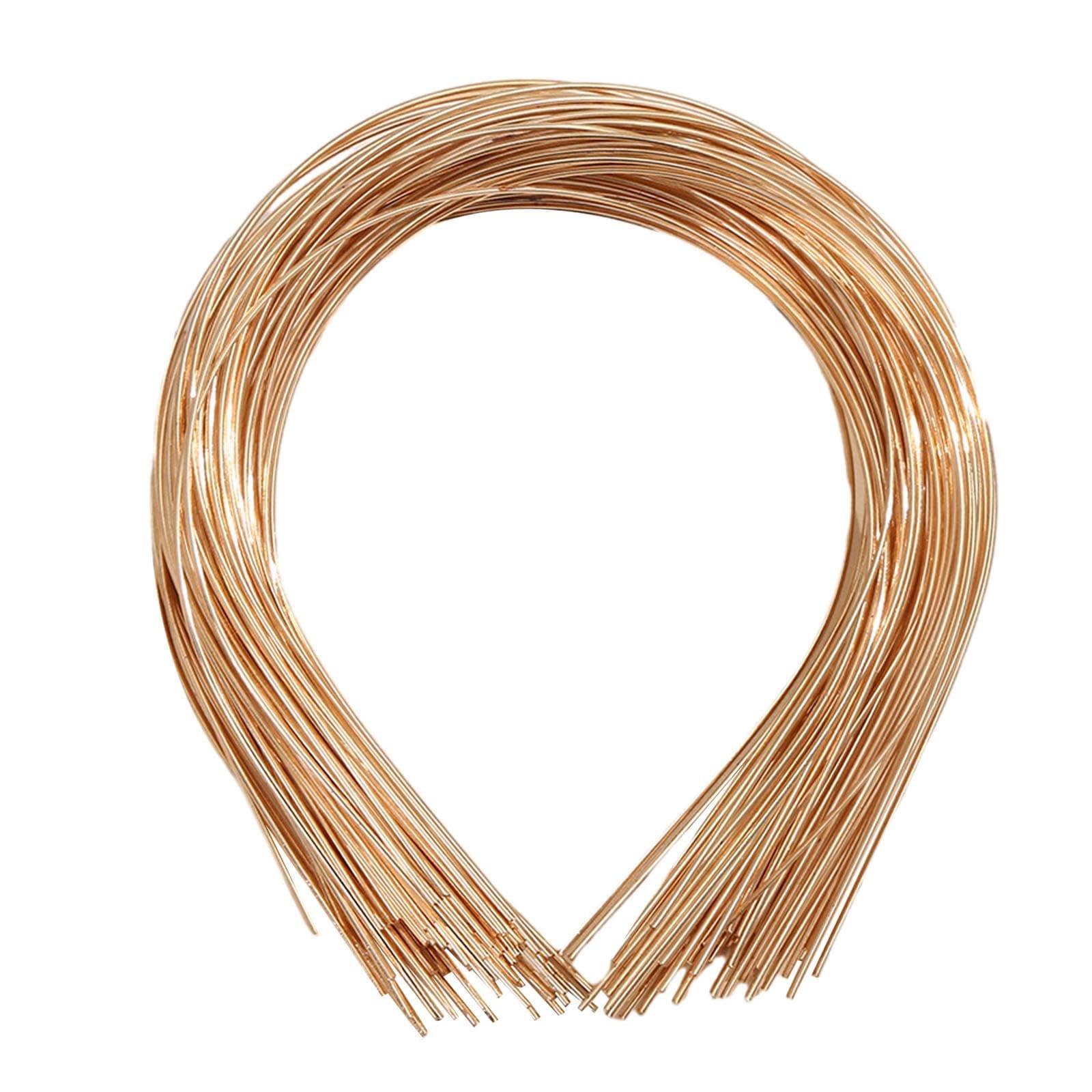 50 Pack Bulk 1.2MM Width Thin Plain Blank Hard Metal Headbands Skinny Men Wire Hair Bands Clasps Hair Holder DIY Craft Accessories, Gold
