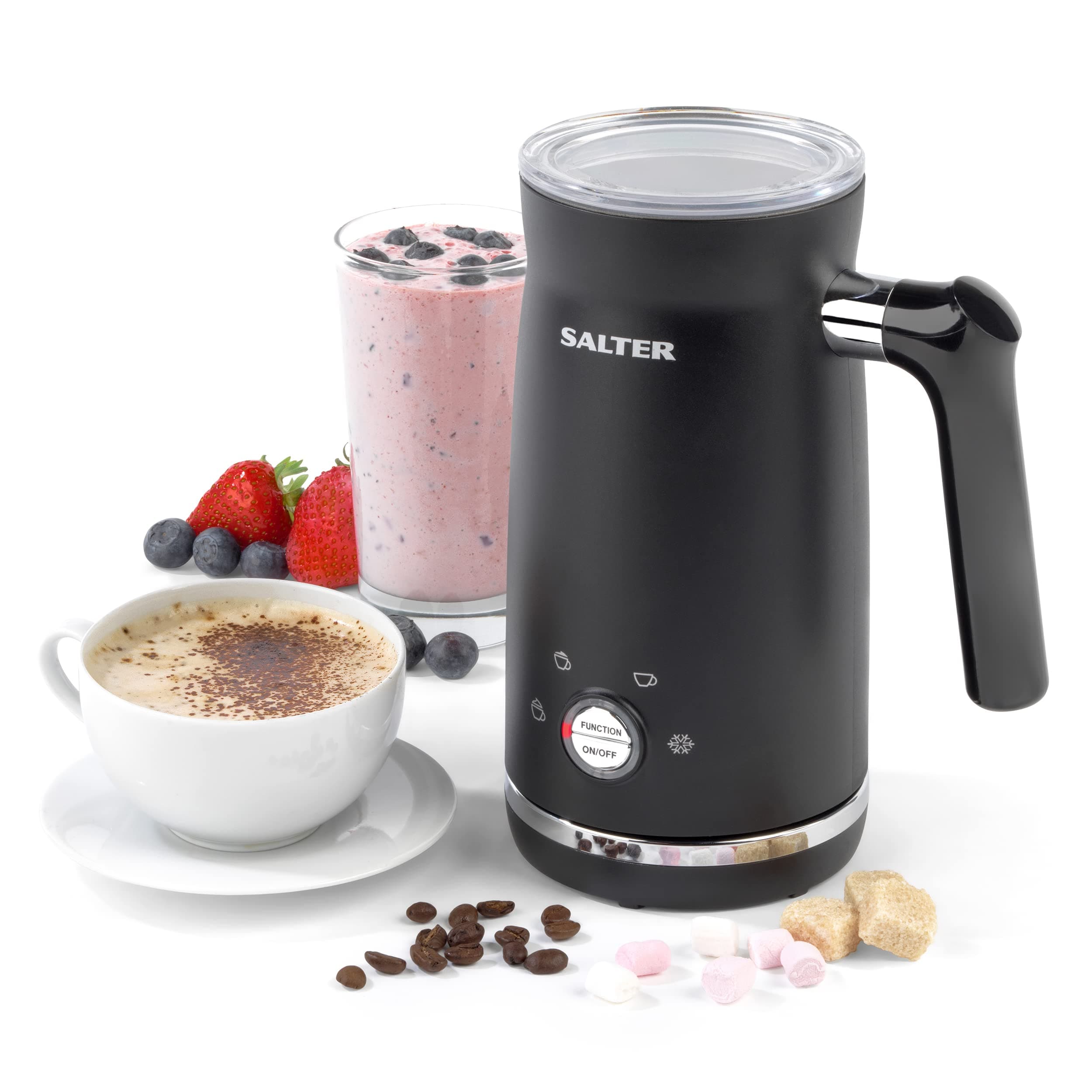 Salter EK4635 Electric Milk Frother – Hot Chocolate Maker, Automatic Milk Heater & Warmer, Steamer for Hot and Cold Drinks, Coffee Froth/Foam, Non-Stick Coating, Removable Whisk, 150ml/300ml Capacity