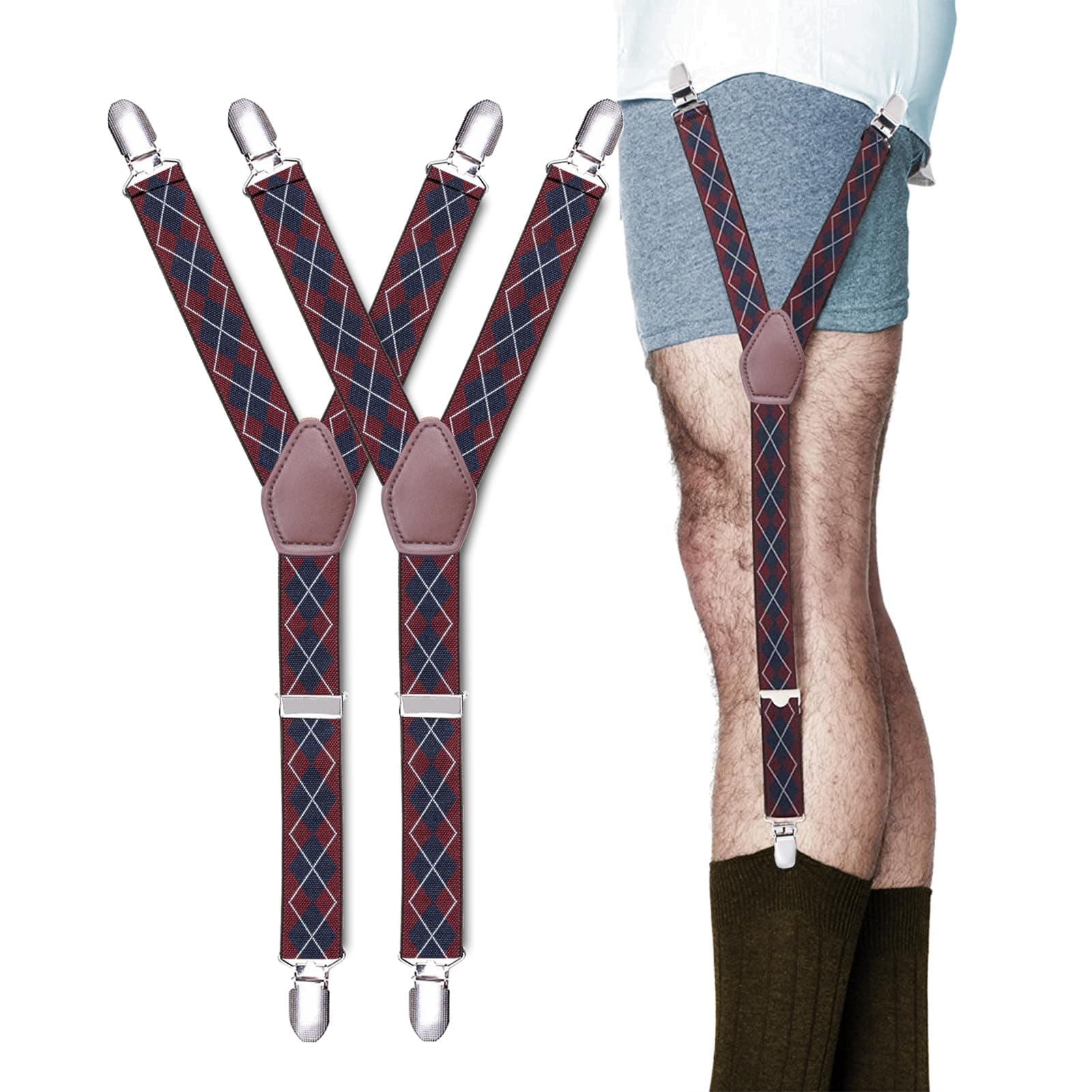 Y-Style Shirt Stays For Men with Non-Slip Locking Clamps and Adjustable Elastic Straps