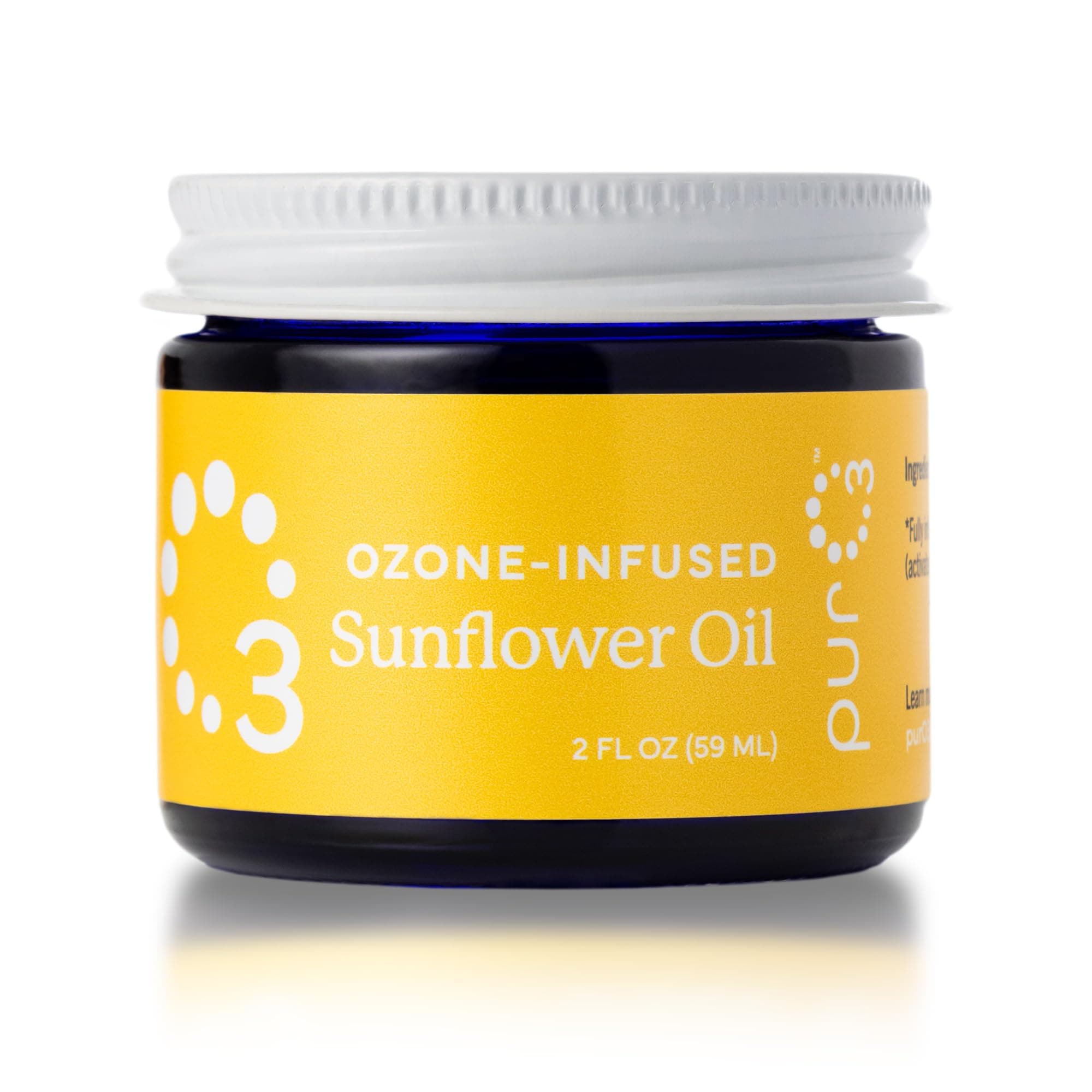 Ozonated Sunflower Oil – Pure, Natural, Organic Skincare for Face & Body – Oxygenated Healing Lotion, Moisturizer & Beauty Cream in a Glass Jar – O3 Therapy Salve, 2 oz