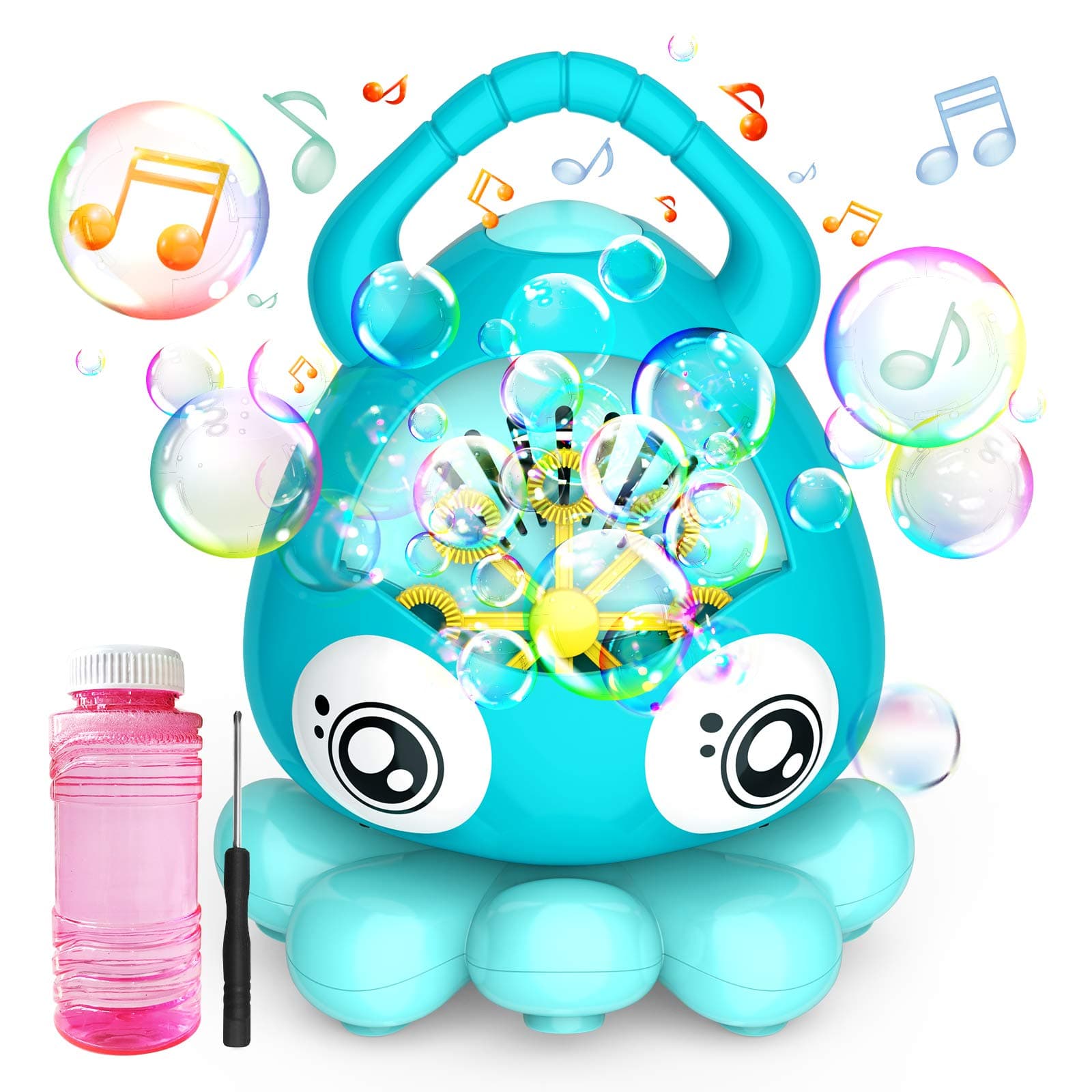 Bubble Machine Automatic Bubble Blower, Hamdol Portable Music Bubble Maker for Toddlers Kids with 3000+ Bubbles/min, 100ml Solution, Bubble Toys for Boys Girls Age 3+ Outdoor Indoor Parties