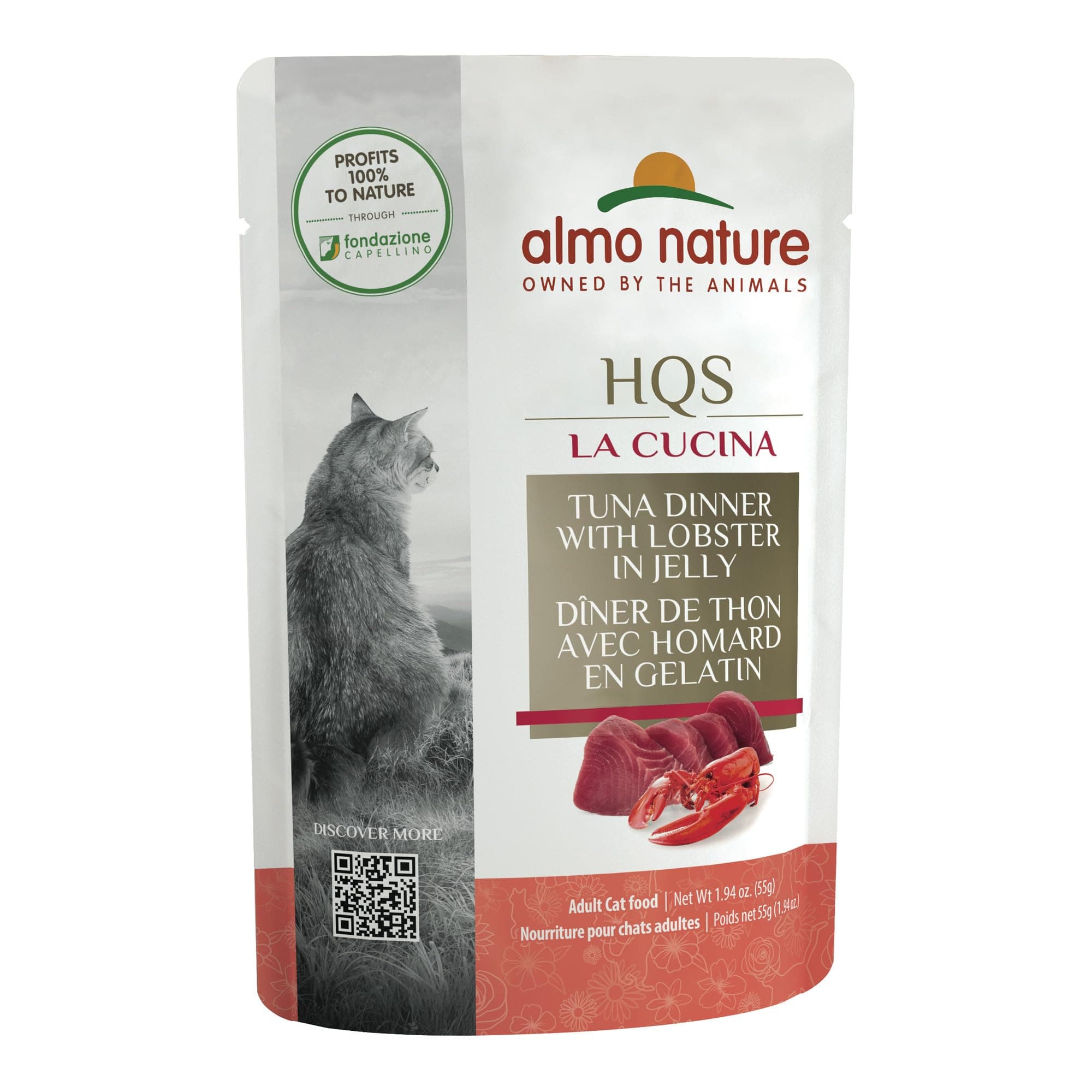 almo natureHQS La Cucina Wet Cat Food Pouch Tuna Dinner with Lobster in jelly 1.94 oz (Pack of 12)