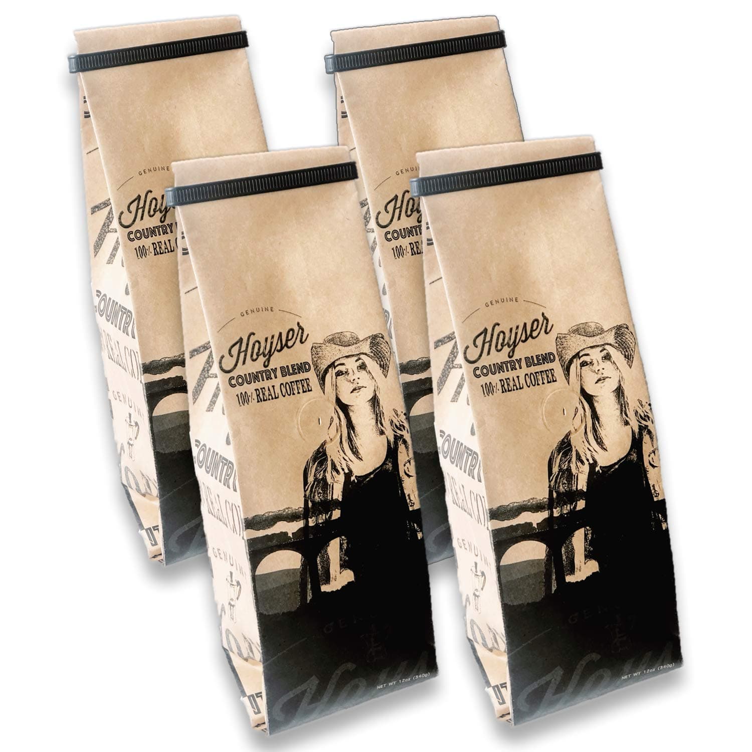 Hoyser Country Blend Ground - Premium Specialty Arabica 100% Real Coffee, Rich, Bold Medium Roast 12 oz (4 Pack)