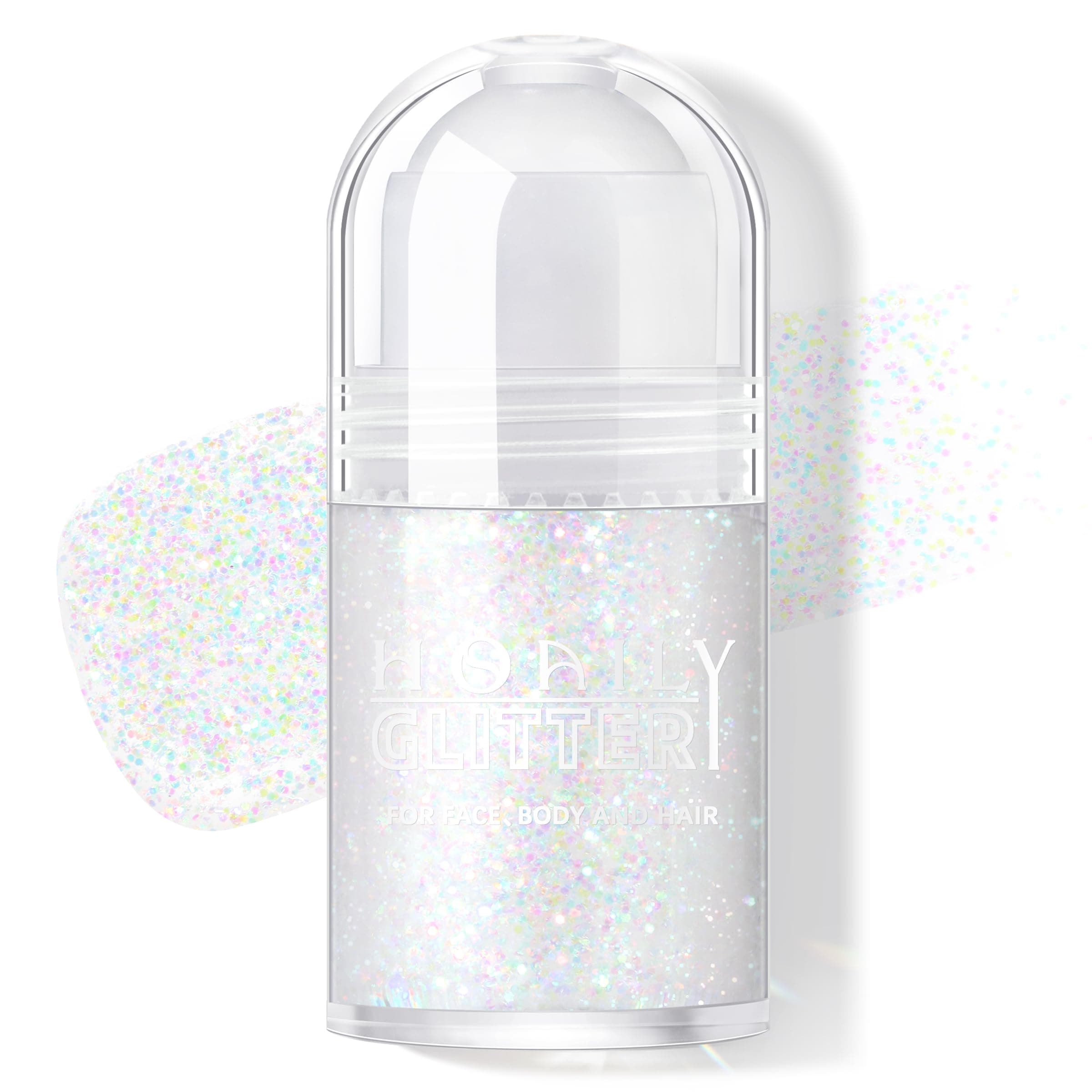 Roll-on Holographic Body Glitter Gel for Face Hair, Chameleon Color Changing Glitter Gel Under Light, Chunky Mermaid Sequins Festival Party Rave Accessories Shimmer Makeup (Dazzle)
