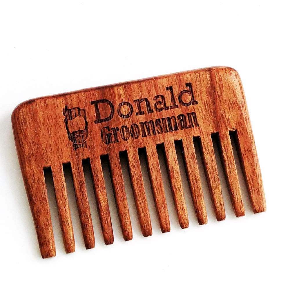 Personalised walnut wood comb, custom wooden comb, rustic beard comb wedding gift, groomsmen gift, bridesmaid gift, father gift, boyfriend gift (Design 3)
