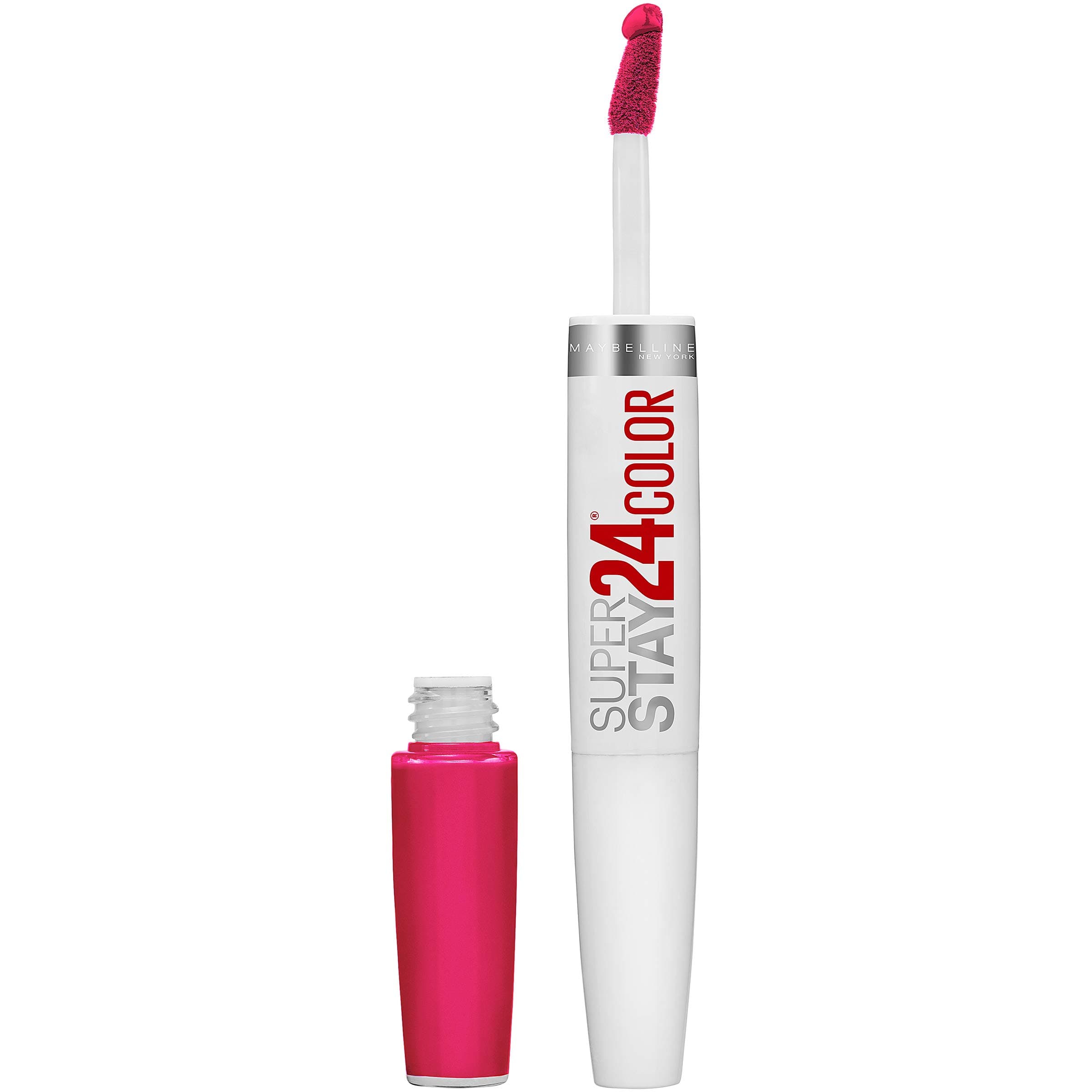 Super Stay 24, 2-Step Liquid Lipstick Makeup, Long Lasting Highly Pigmented Color with Moisturizing Balm, Crisp Magenta, Neon Pink, 1 Count