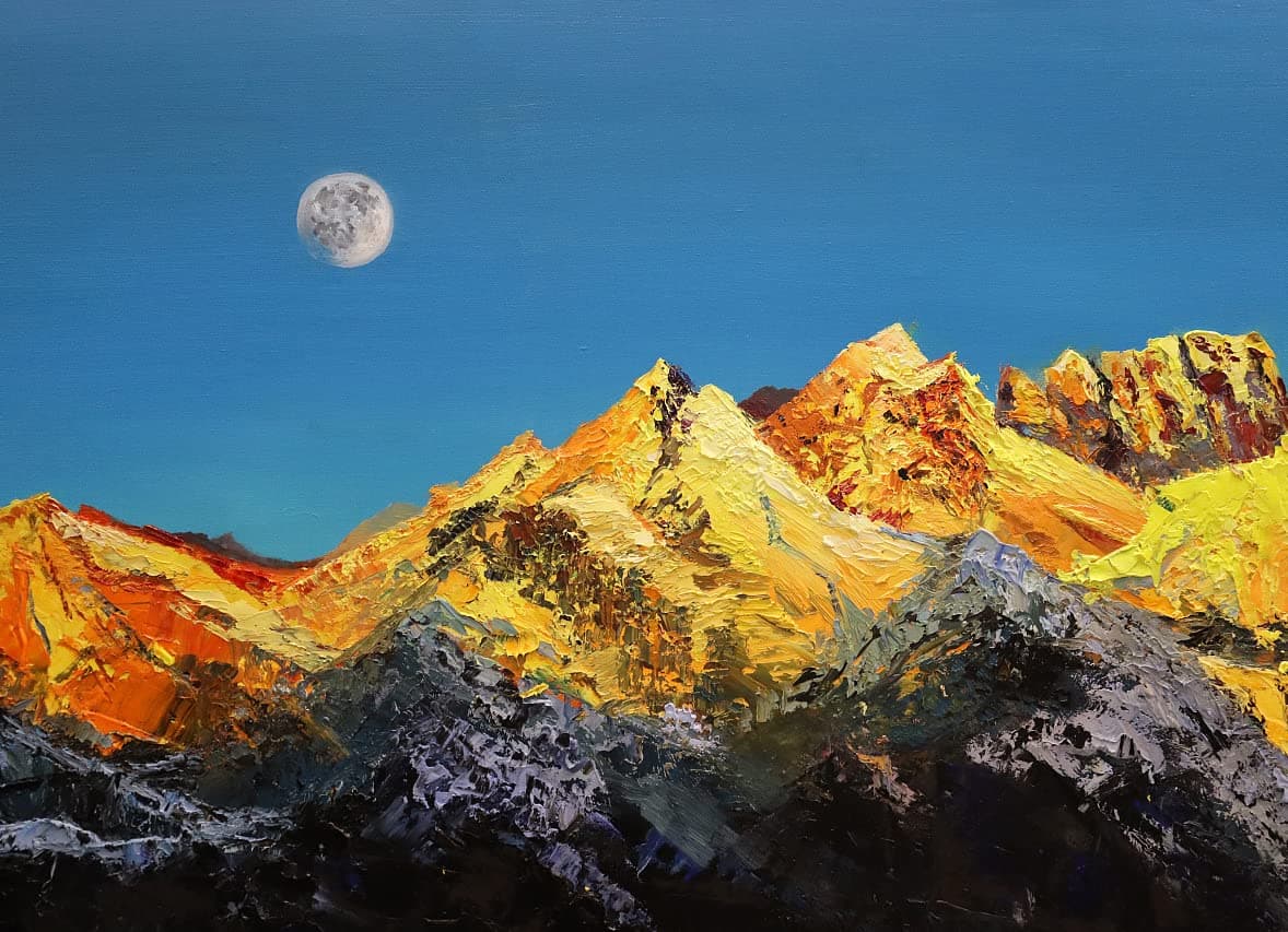 KS 5D Sunset Diamond Painting Art for Adults, Snowy Mountains Diamond Painting Kits, Full Round Drill Painting Arts Craft, Gem Art Paints with Diamond Home Wall Decor 16X20 Inch