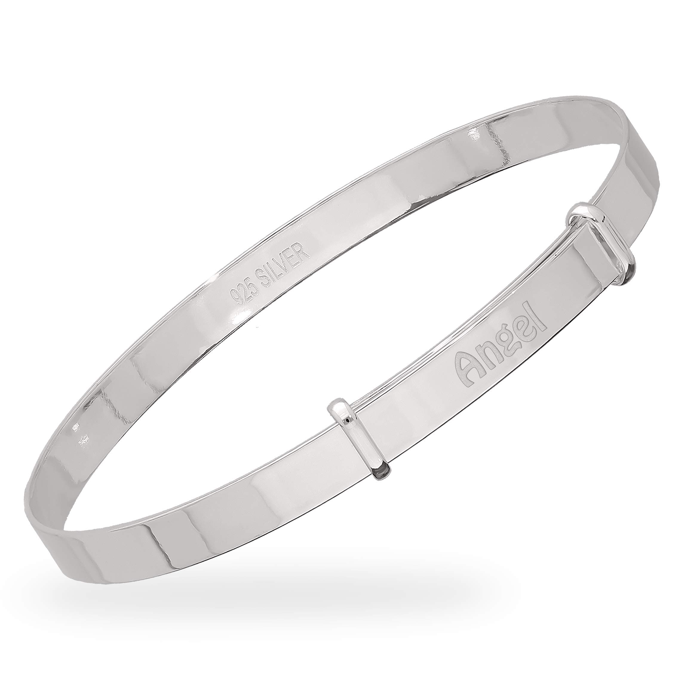 DV Dolce Valentina Childrens PersonalieSd 925 Silver Baby Bangle - 'Always Watching Over You' - Perfect for Baptism, Christening, or Birthday for Boys and Girls (0-3 Year)