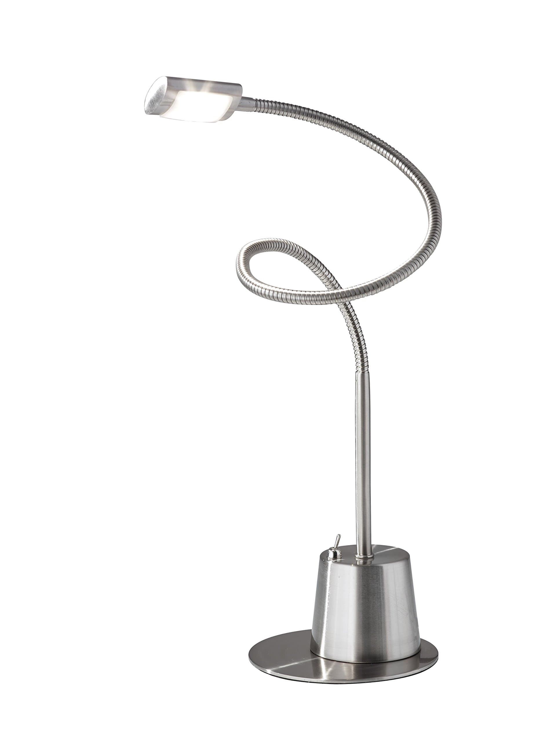 Adesso 5033-22 Eternity Extended Gooseneck Lamp, 37 in, 2.5W LED, Brushed Steel, 1 Table Lamp