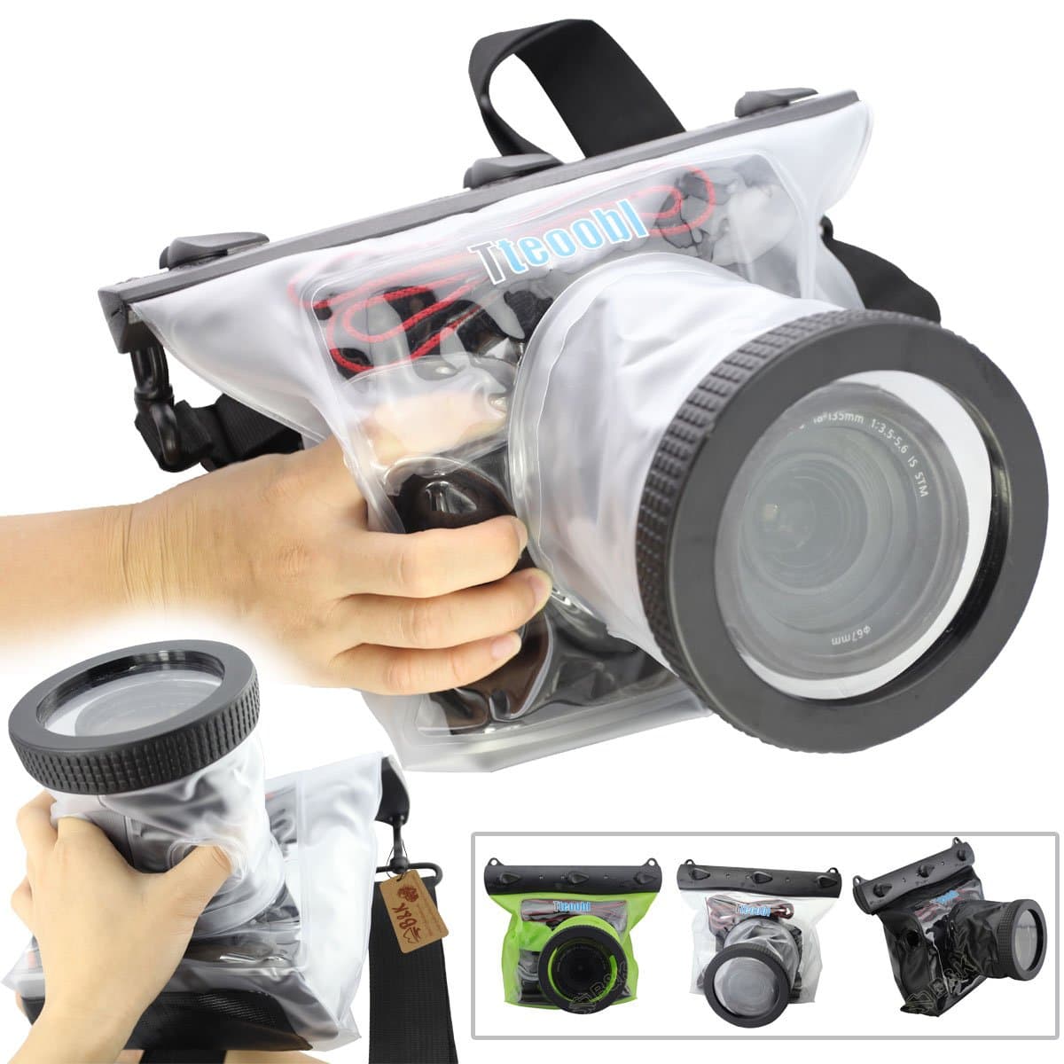 DSLR Camera Univeral Waterproof Underwater Housing Case Pouch Dry Bag for Canon Nikon Sony Pentax (Transparent)