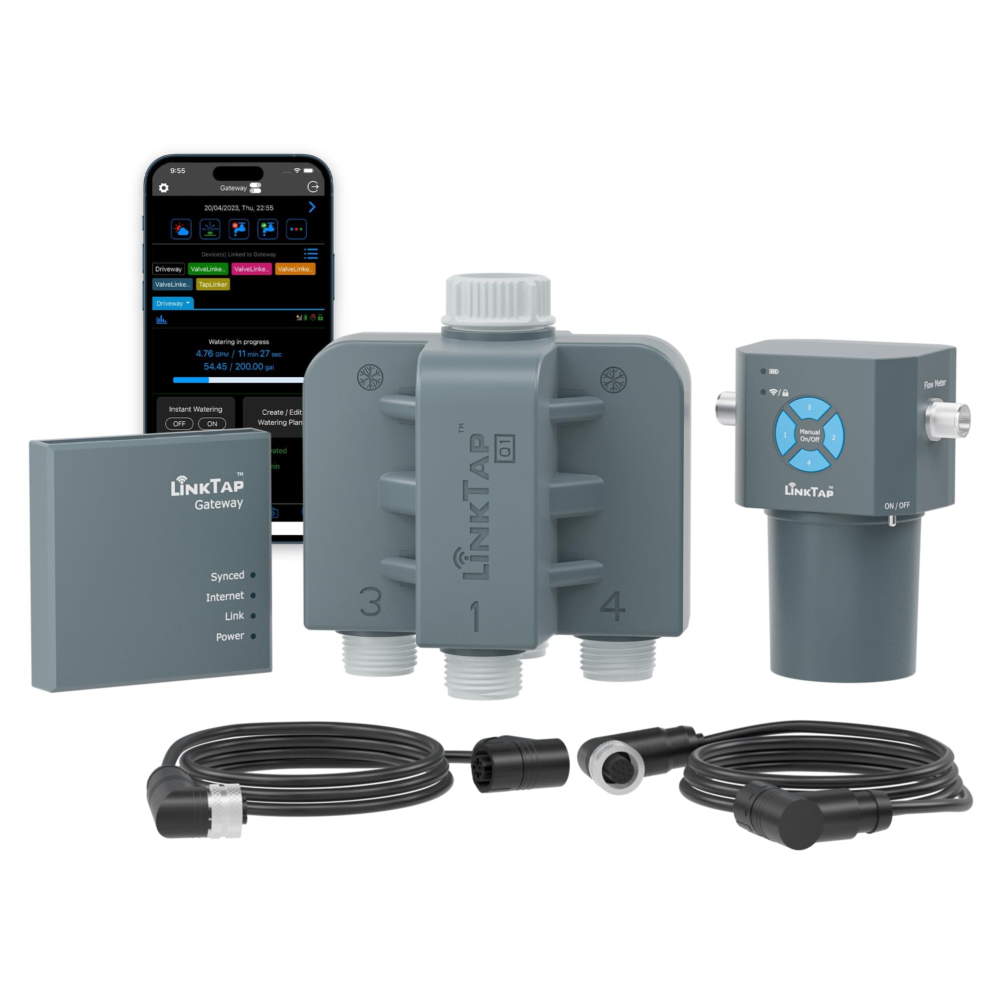 - LinkTap Q1 4-Zone Wireless Water Timer & Gateway, Equals Four G2S Smart Hose Timers