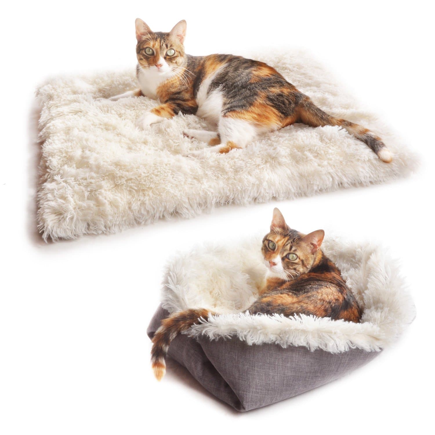 Furry Pet Bed/Mat (Convertible) - White