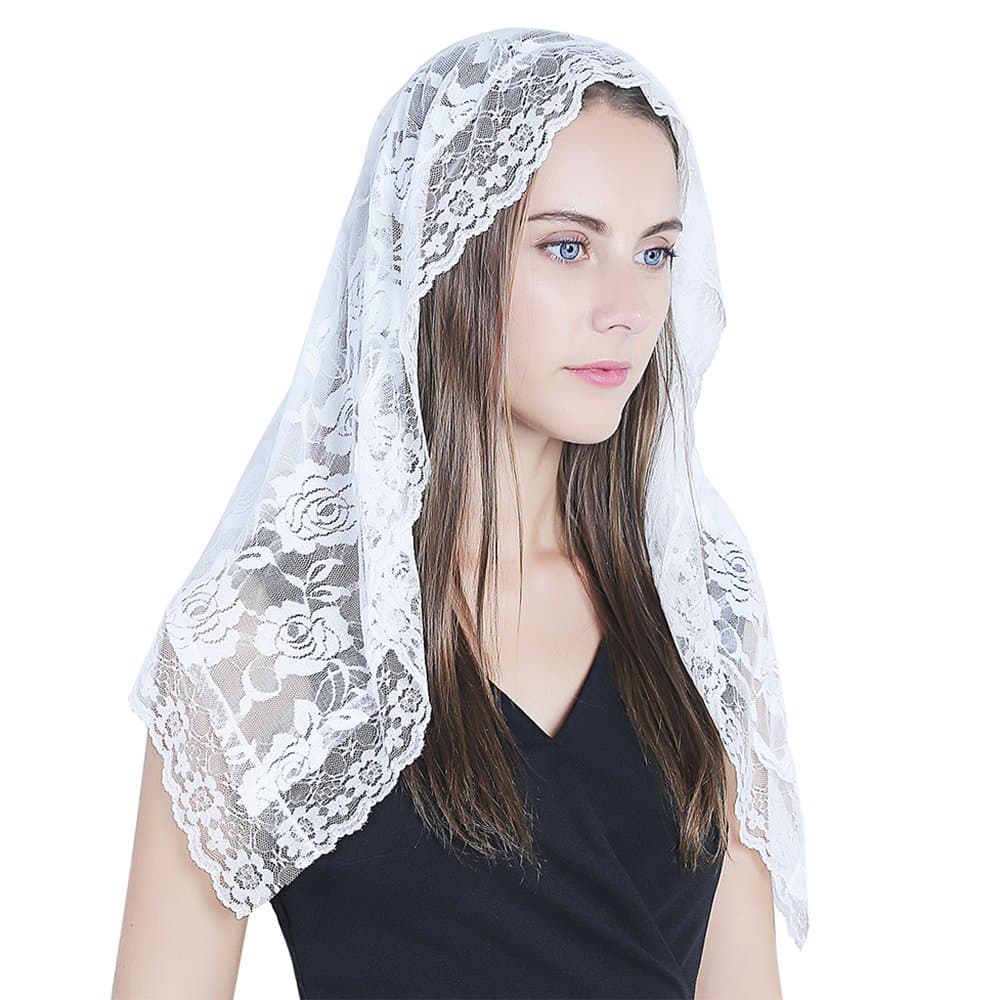Lace Mantilla Catholic Chapel Veil Head Covering for Church Latin Mass