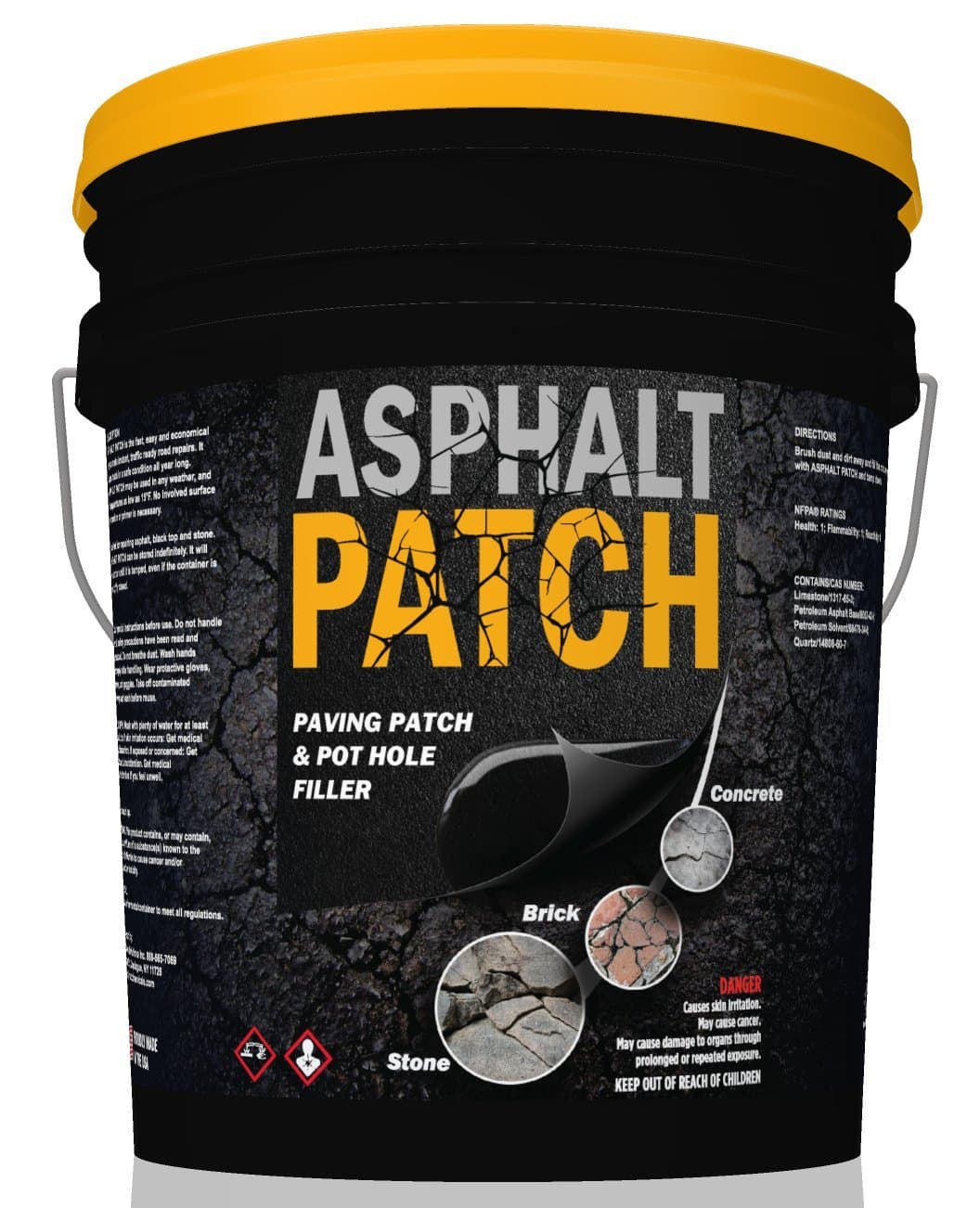 ASPHALT PATCH & POTHOLE FILLER 56 lb Pail | Pothole Repair Kit | Driveway Patch | Paving Patch - 5 Gallon Pail