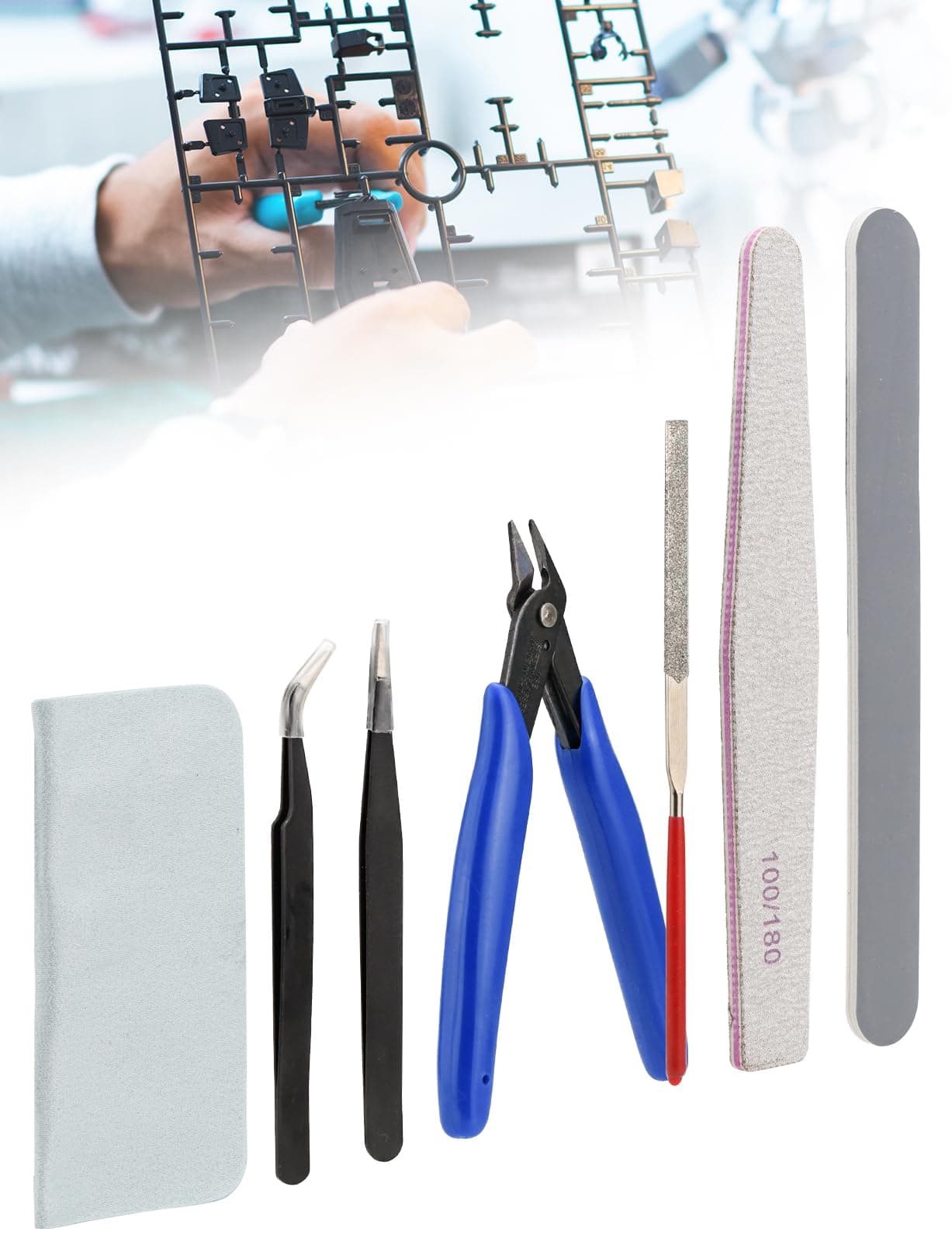 Model Making Tools Kit for Plastic Model Kits, Mellbree 14PCS Model Tools Kit Basic Tools Craft Set Hobby Building Tools Kit for Gundam Car Model Building Repairing and Fixing