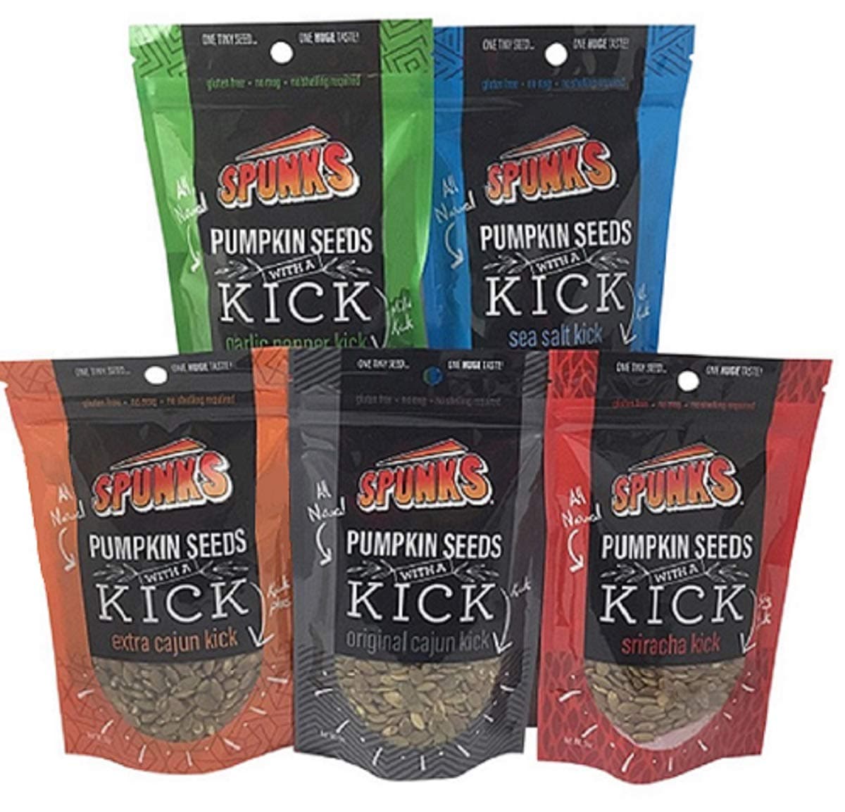 SpunksKeto Pumpkin Seeds Healthy Snacks - Variety Pack of 5 Flavors - 5 Ounzes Each